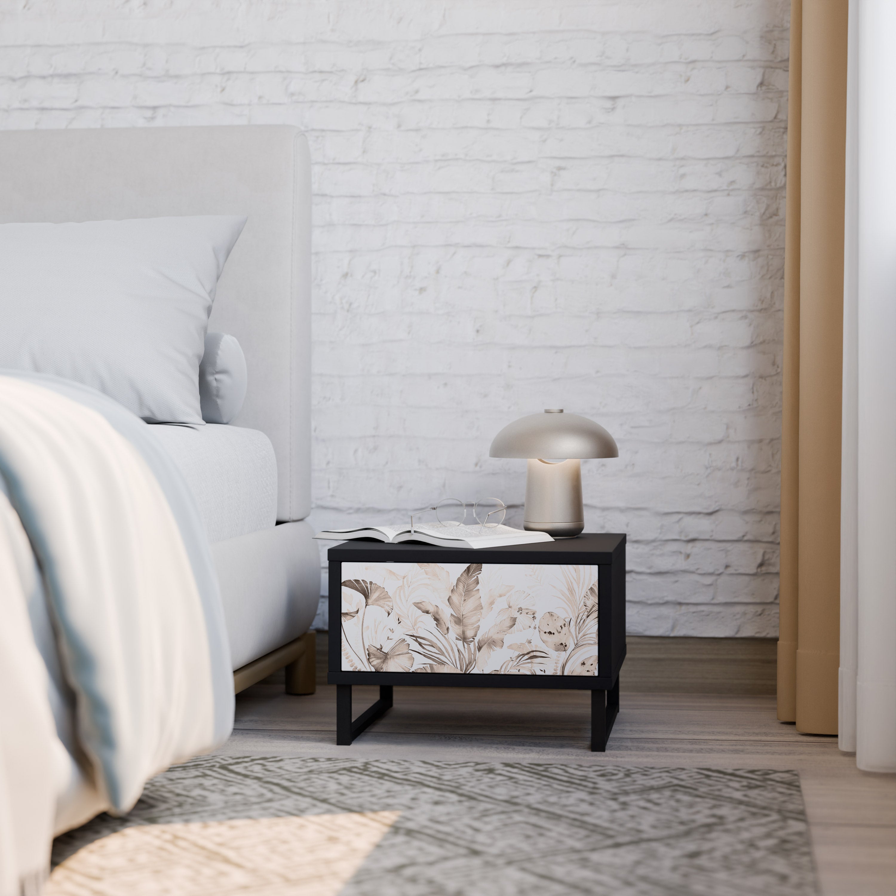 Table de chevet WILD TENDERNESS en finition noire