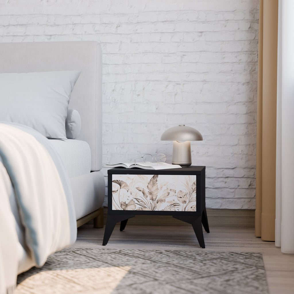 Table de chevet WILD TENDERNESS en finition noire