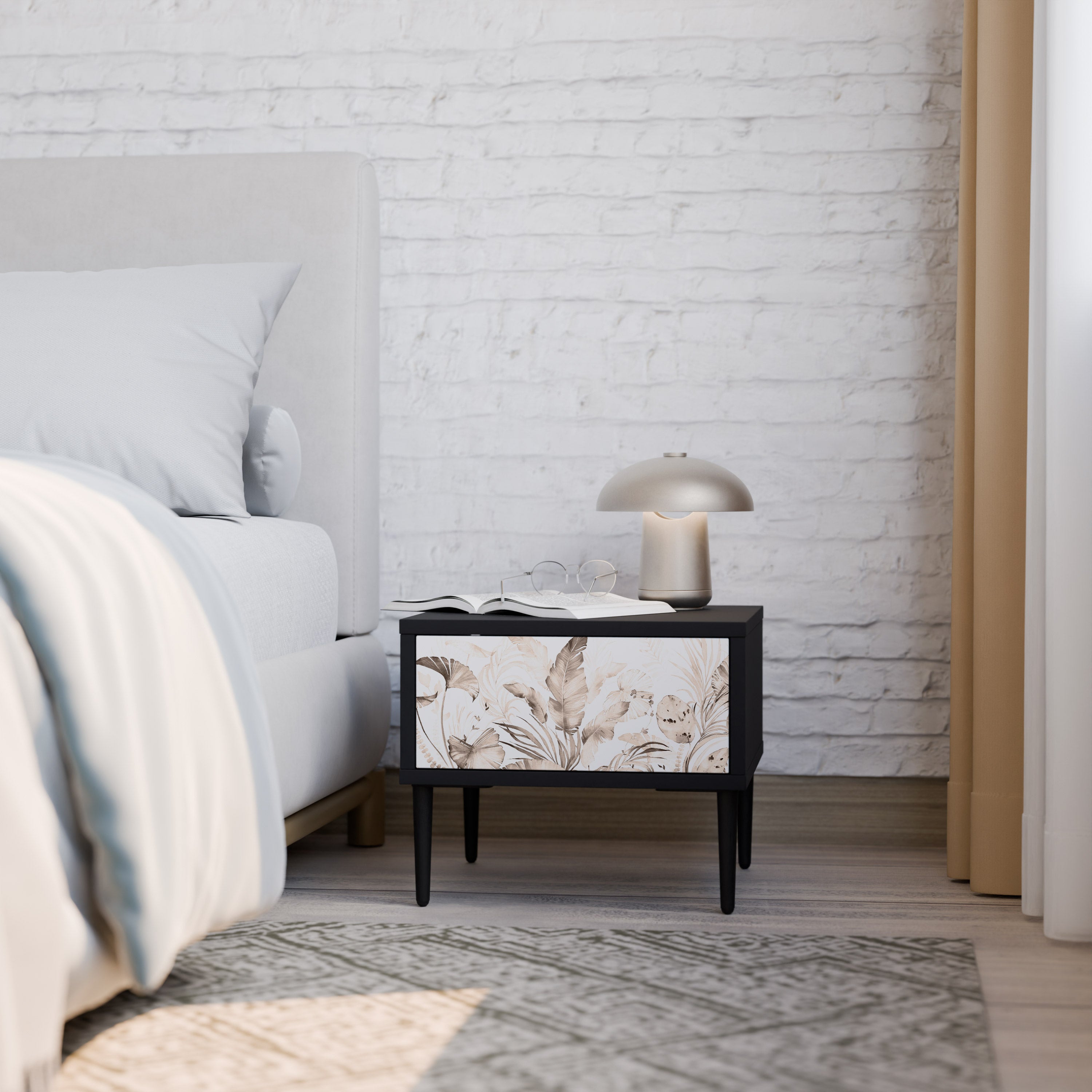 Table de chevet WILD TENDERNESS en finition noire