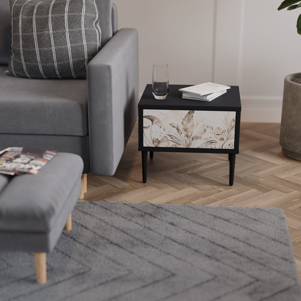 Table de chevet WILD TENDERNESS en finition noire