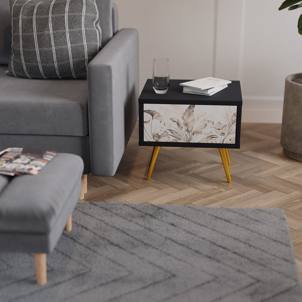 Table de chevet WILD TENDERNESS en finition noire