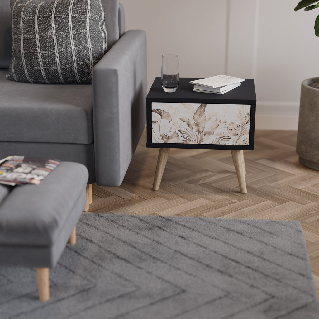 Table de chevet WILD TENDERNESS en finition noire