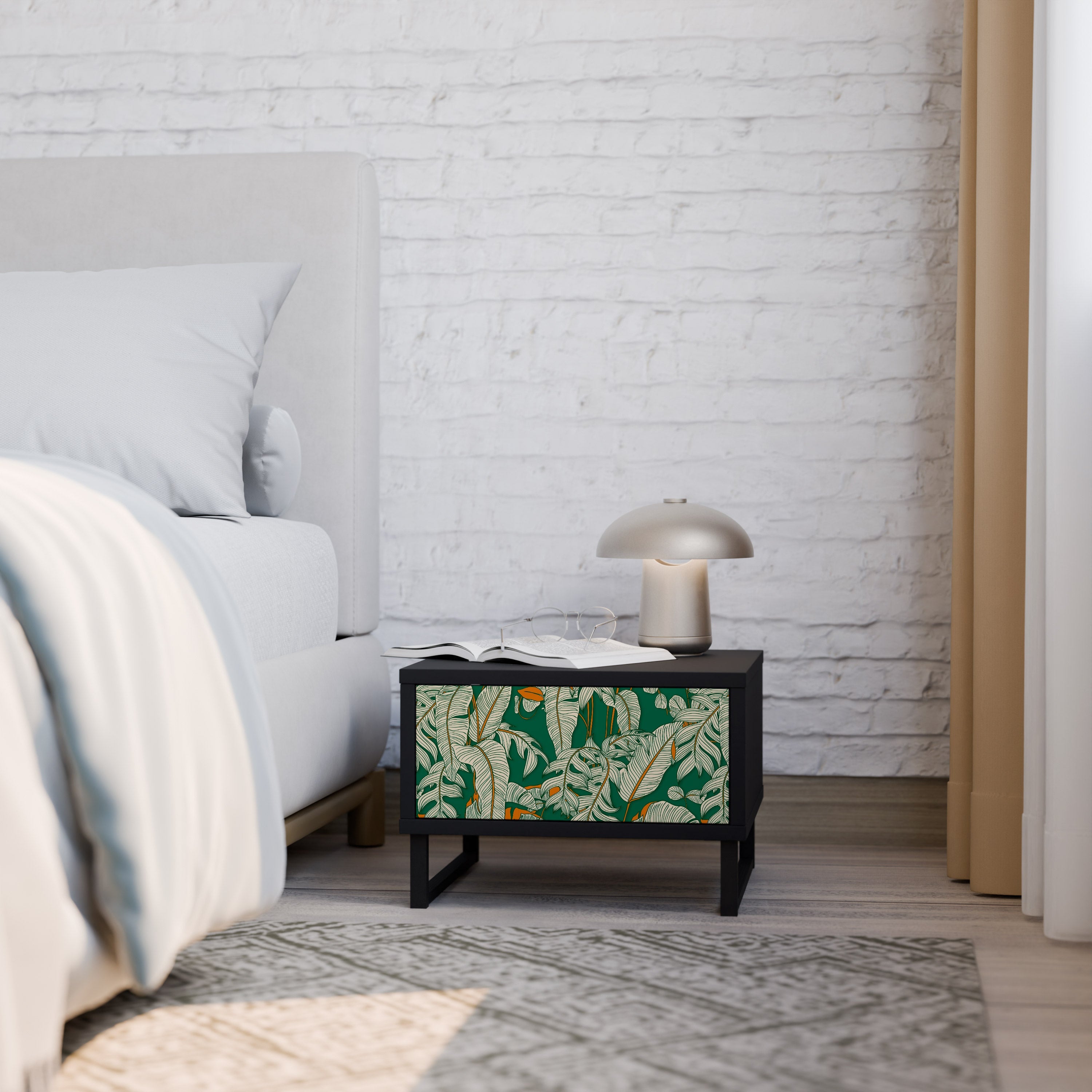 Table de chevet VERDANT PLEASURES en finition noire