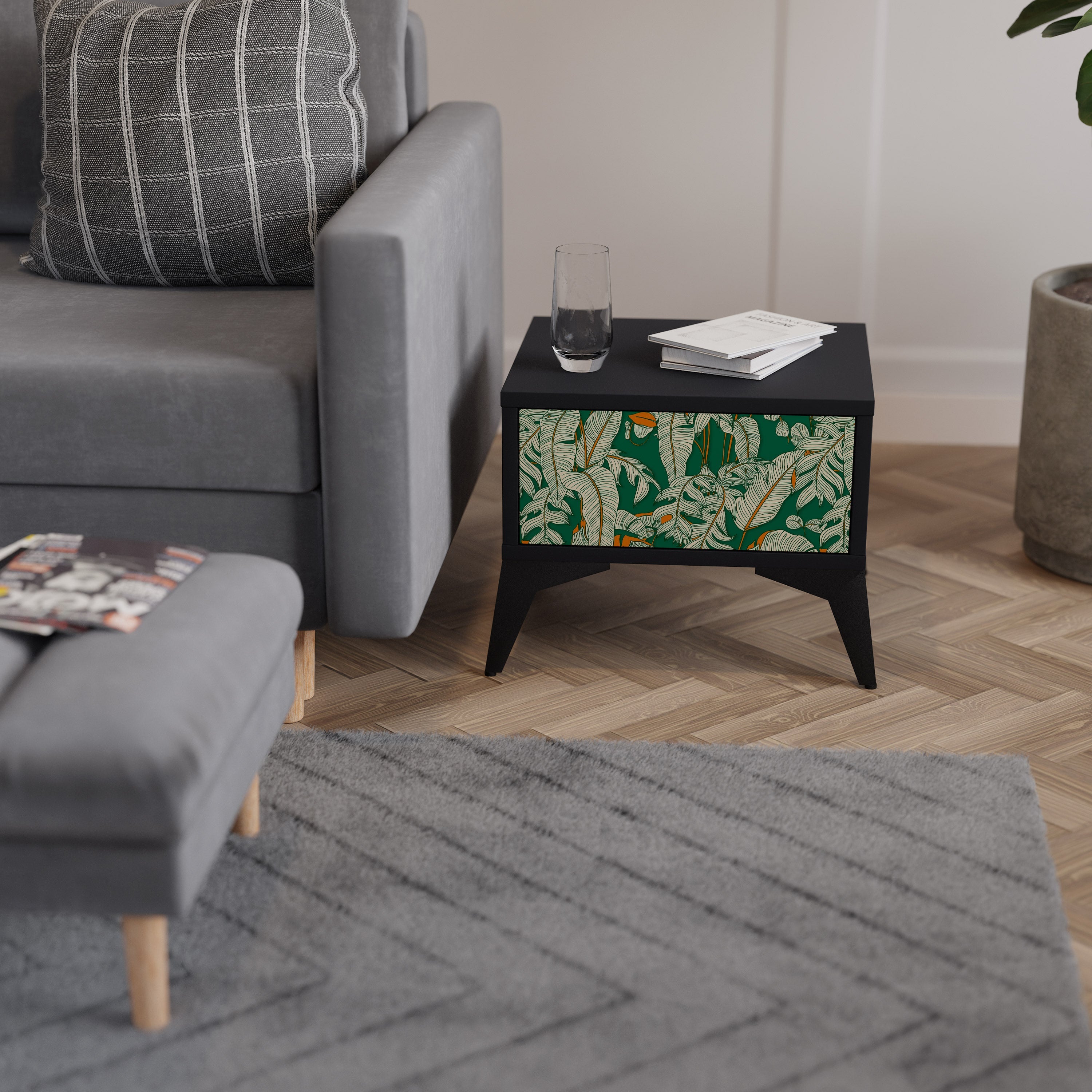 Table de chevet VERDANT PLEASURES en finition noire