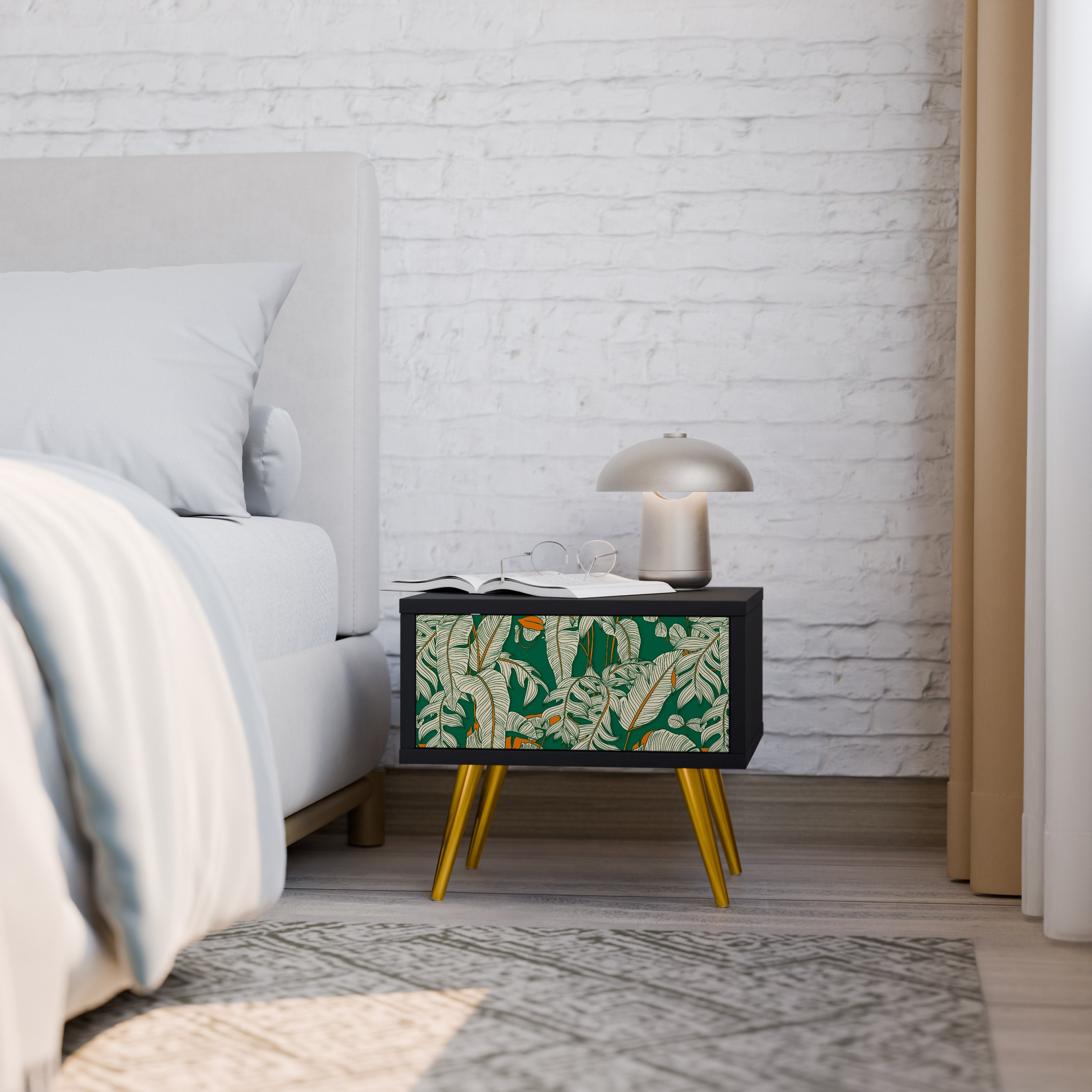 Table de chevet VERDANT PLEASURES en finition noire