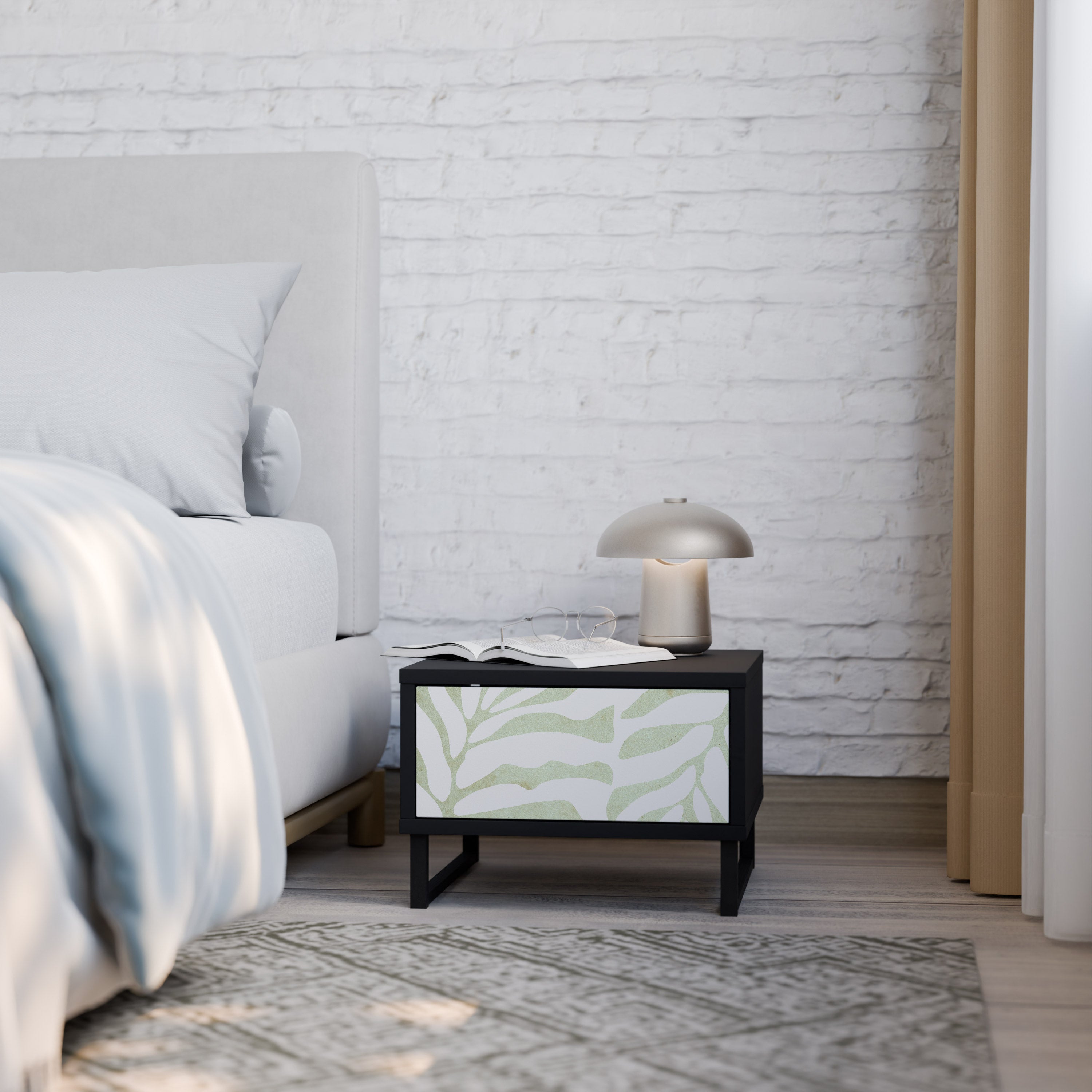 Table de chevet BOTANICAL SPARK en finition noire