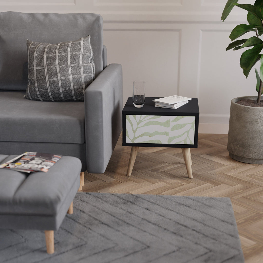 Table de chevet BOTANICAL SPARK en finition noire