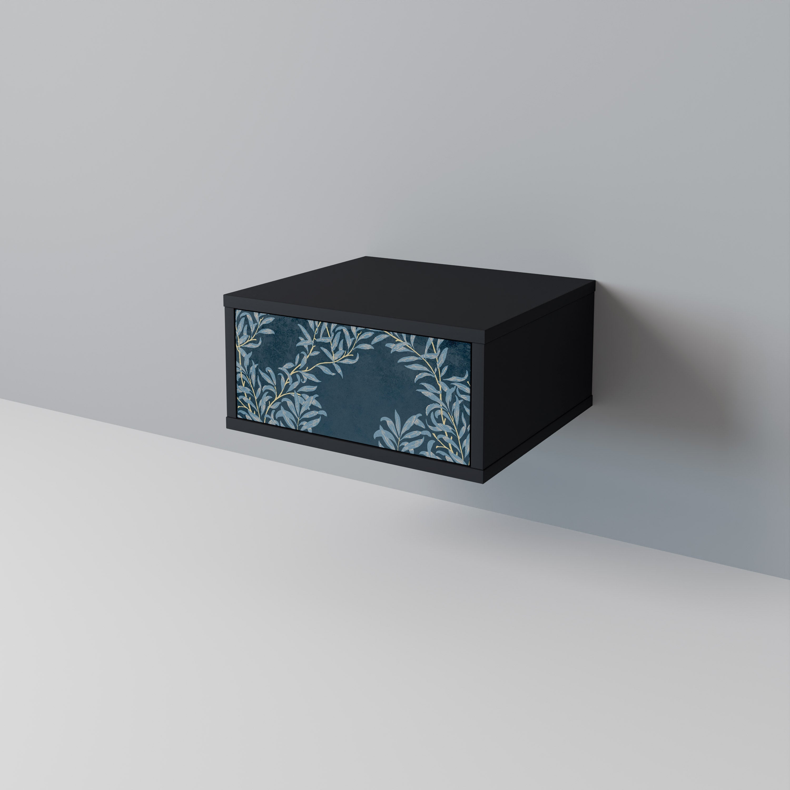 Table de chevet BLUE LEAVES en finition noire