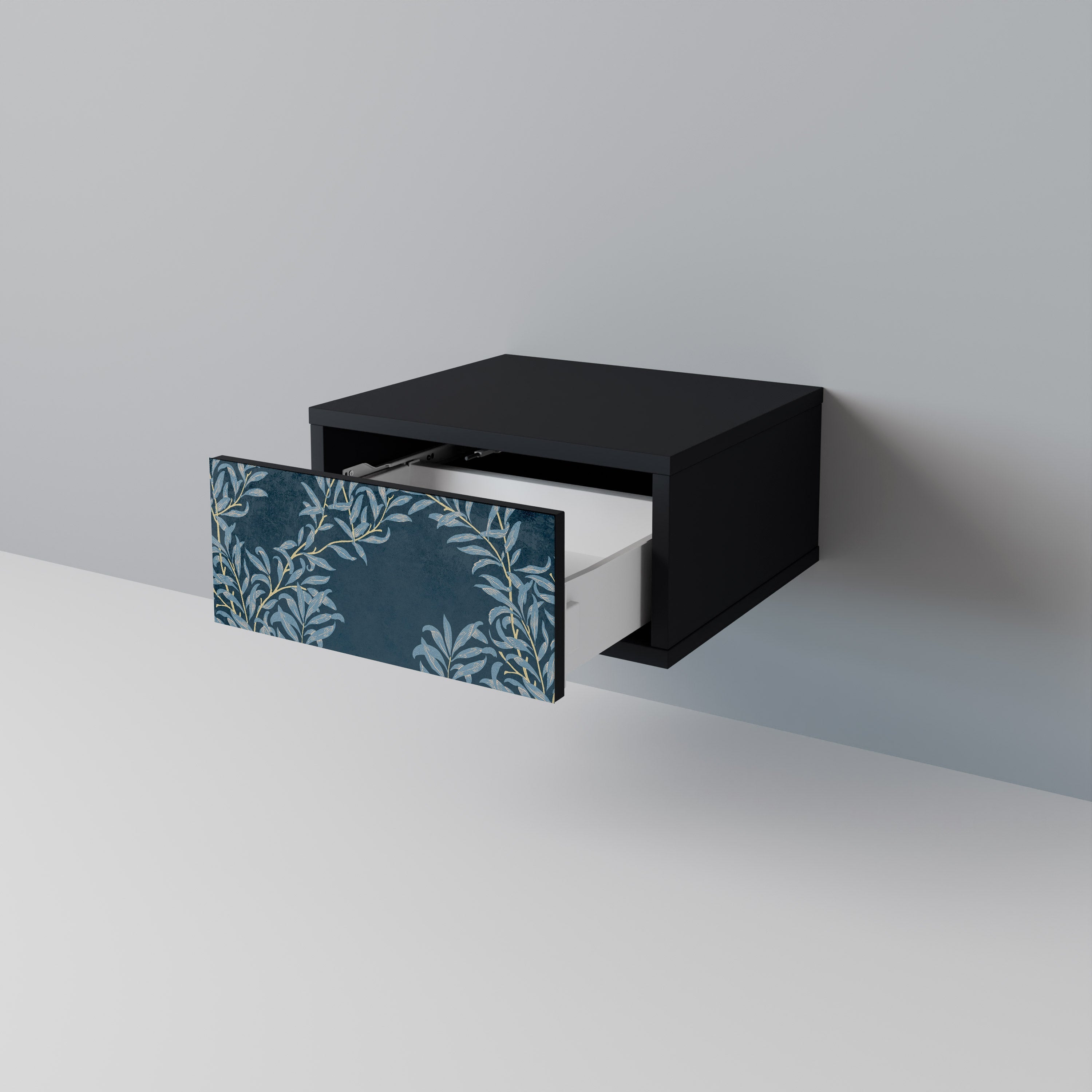 Table de chevet BLUE LEAVES en finition noire