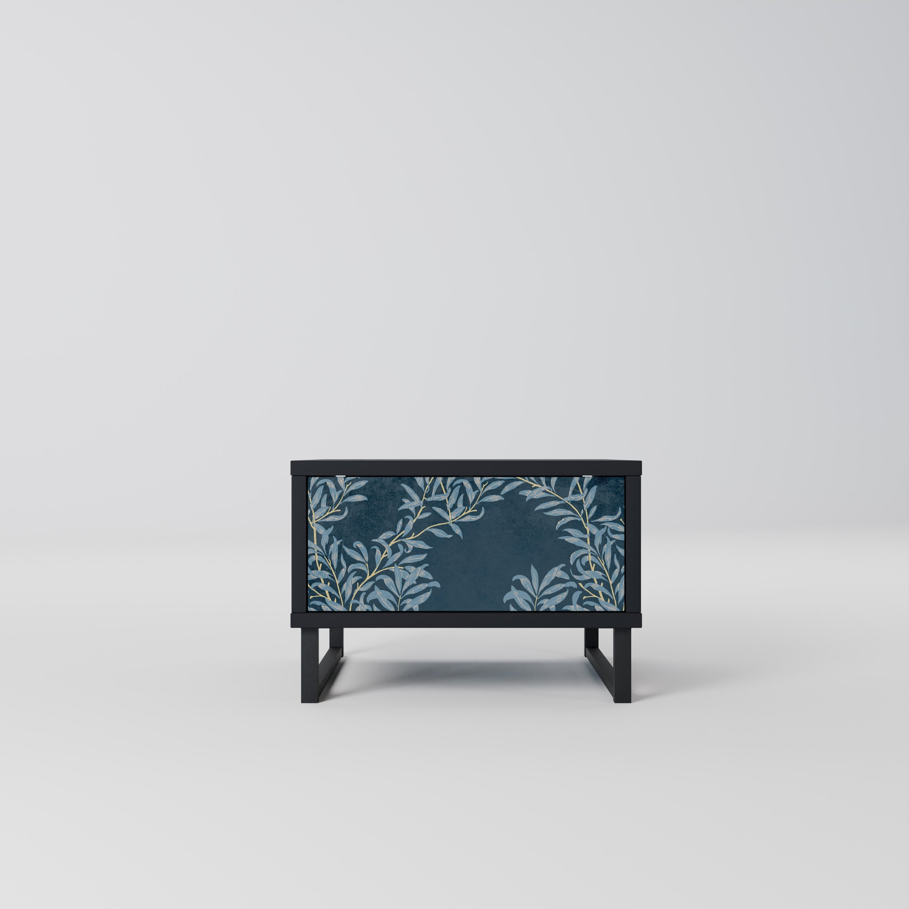 Table de chevet BLUE LEAVES en finition noire