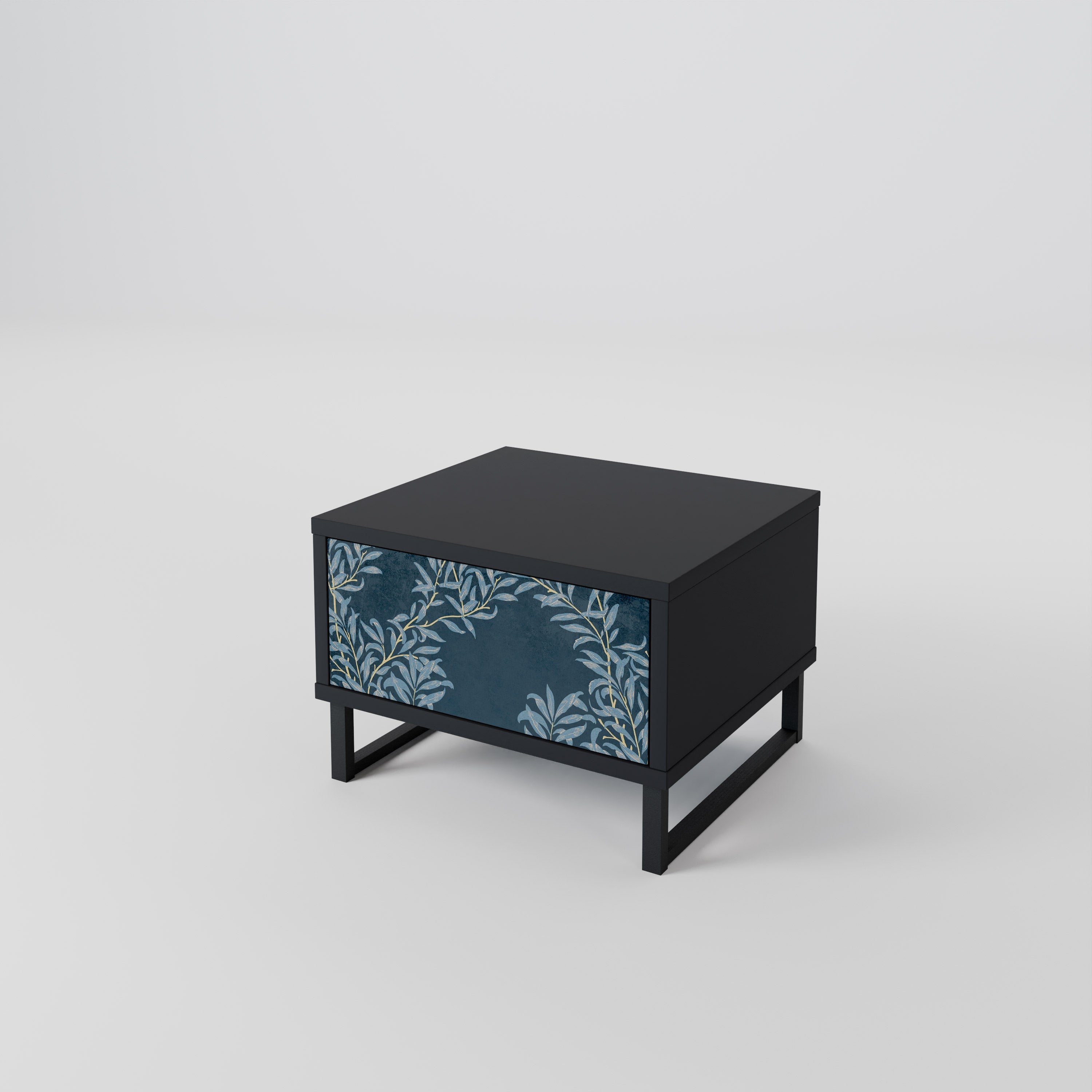 Table de chevet BLUE LEAVES en finition noire