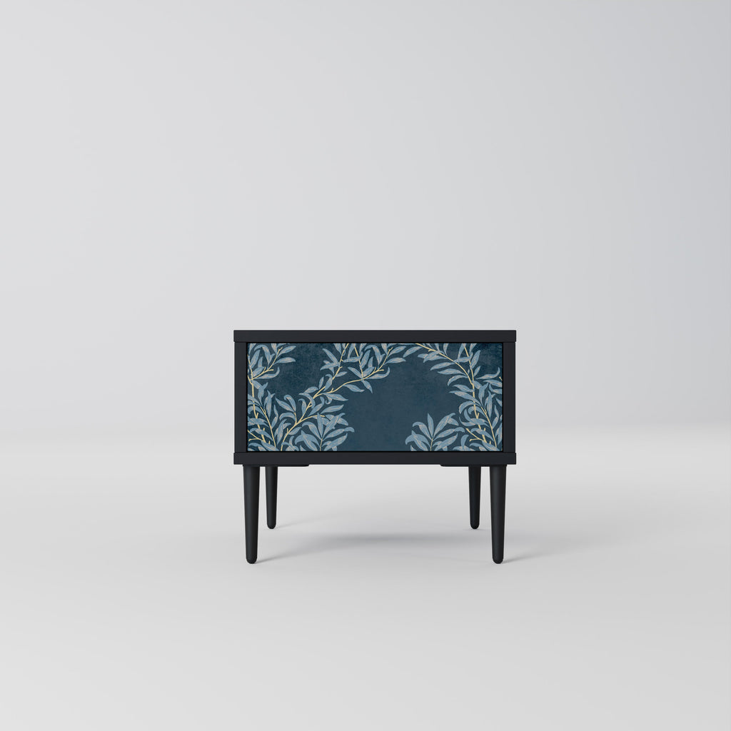 Table de chevet BLUE LEAVES en finition noire