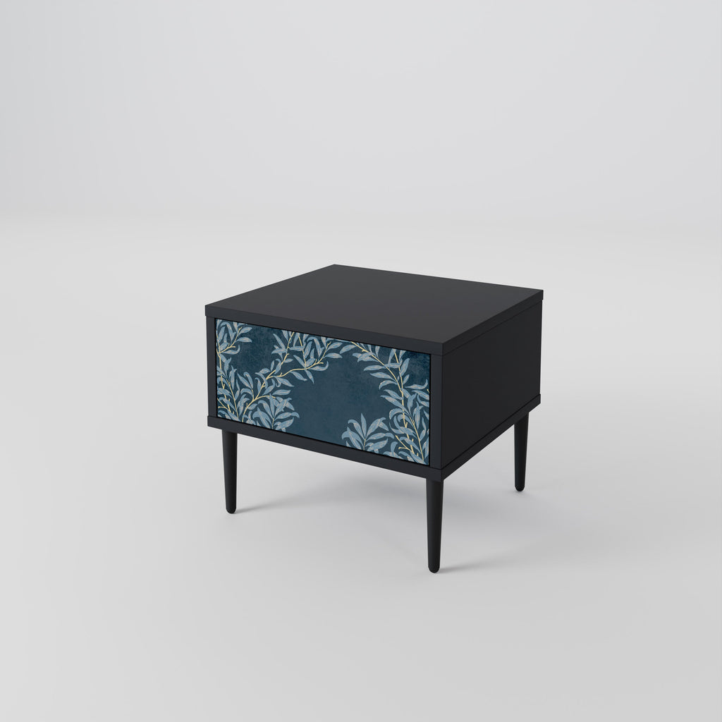 Table de chevet BLUE LEAVES en finition noire