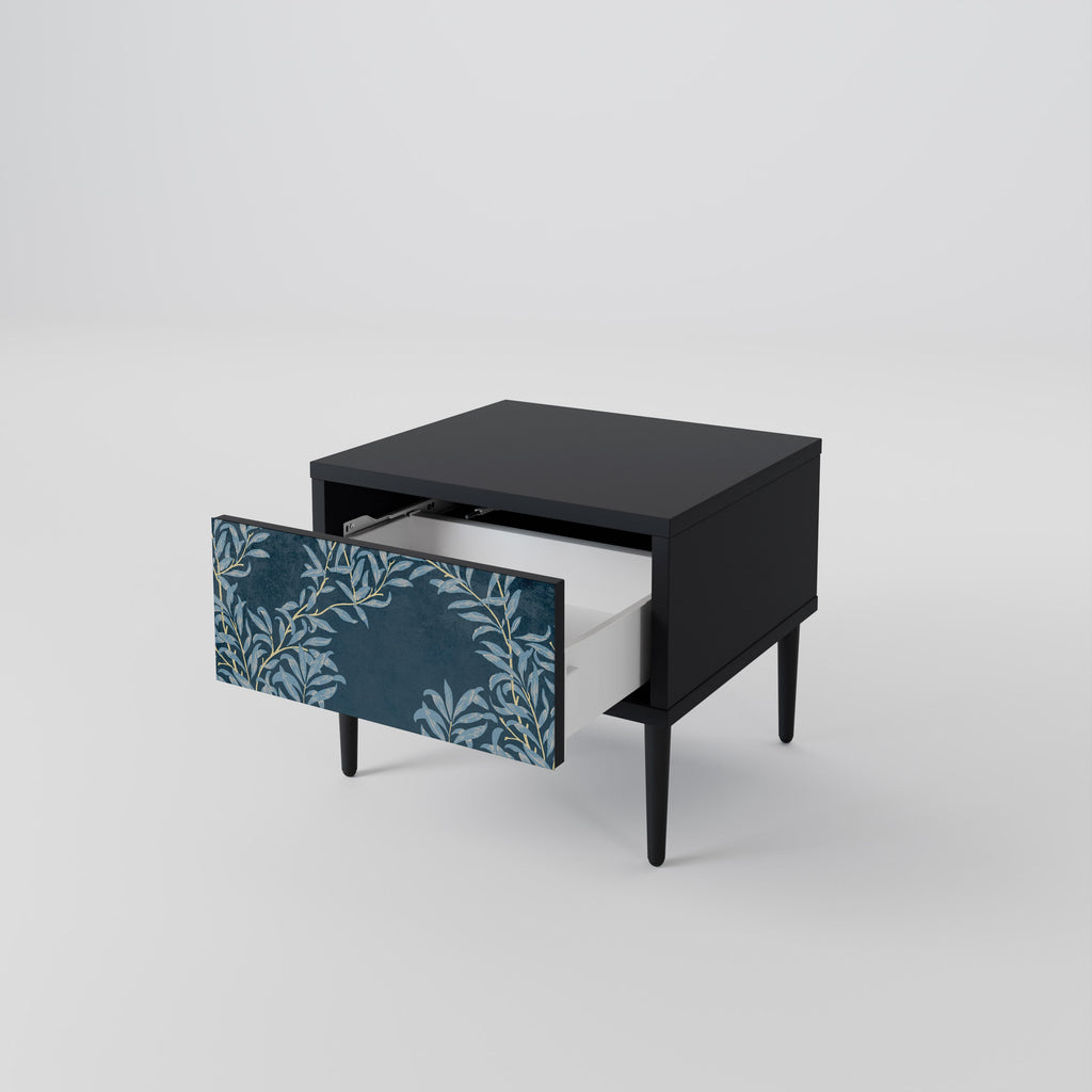 Table de chevet BLUE LEAVES en finition noire