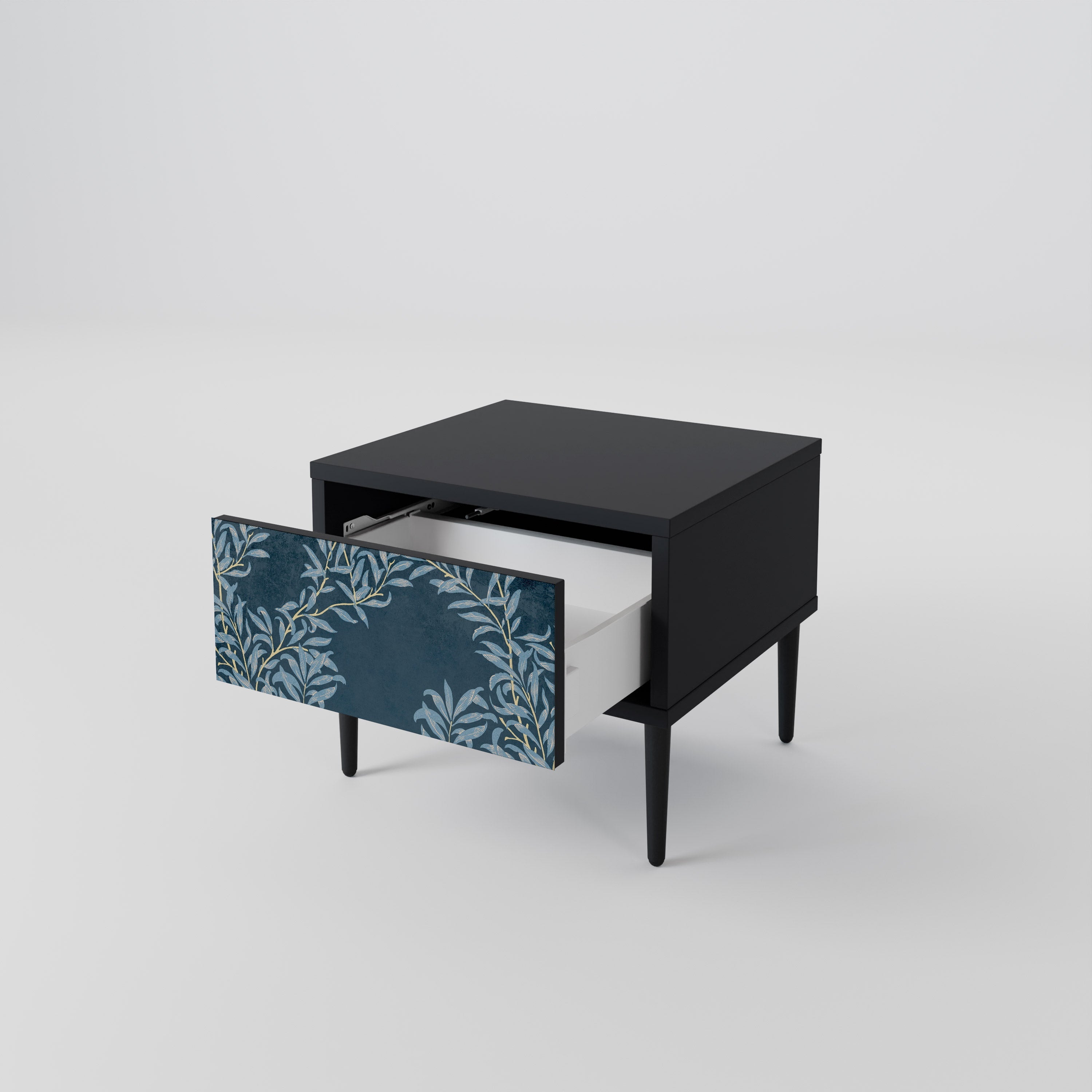 Table de chevet BLUE LEAVES en finition noire