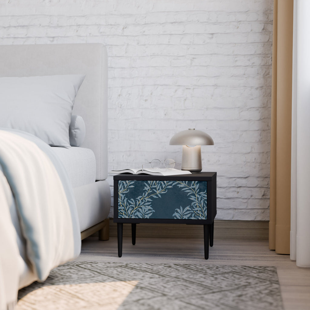 Table de chevet BLUE LEAVES en finition noire