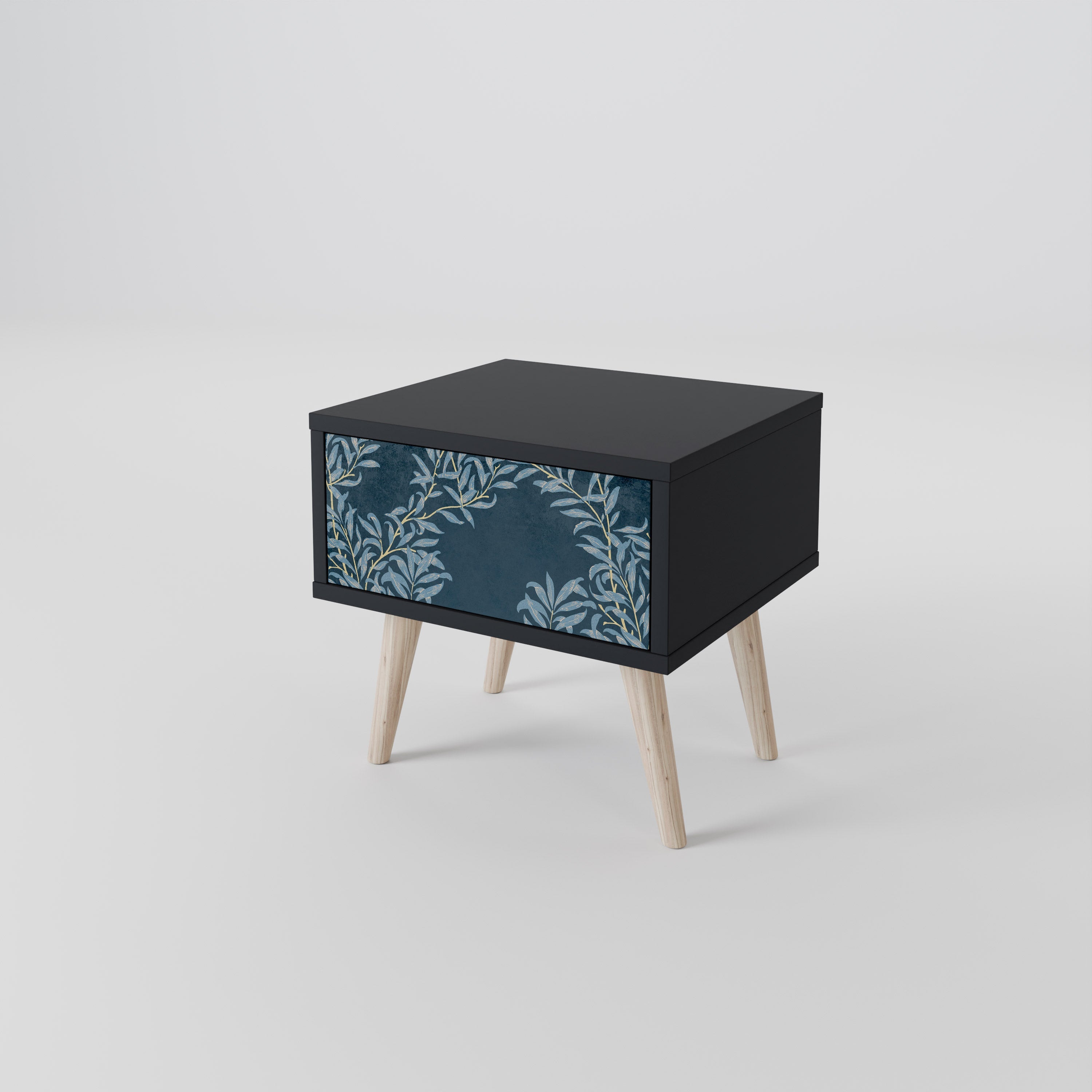 Table de chevet BLUE LEAVES en finition noire