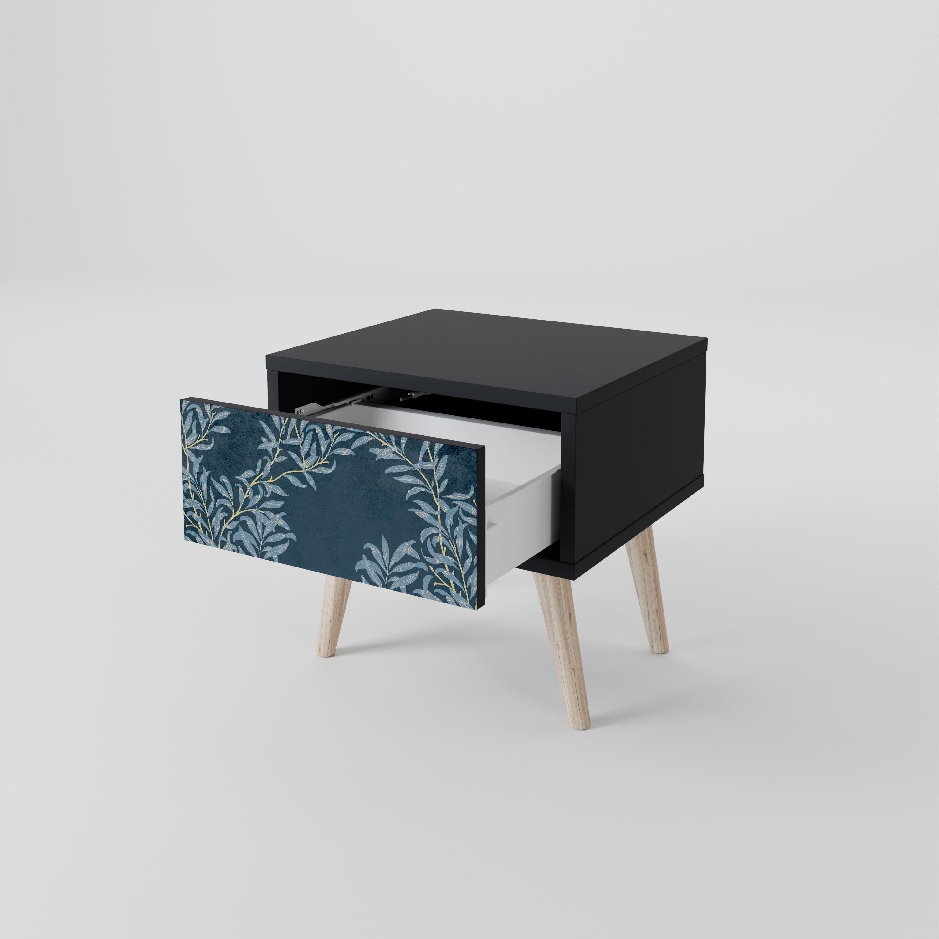 Table de chevet BLUE LEAVES en finition noire