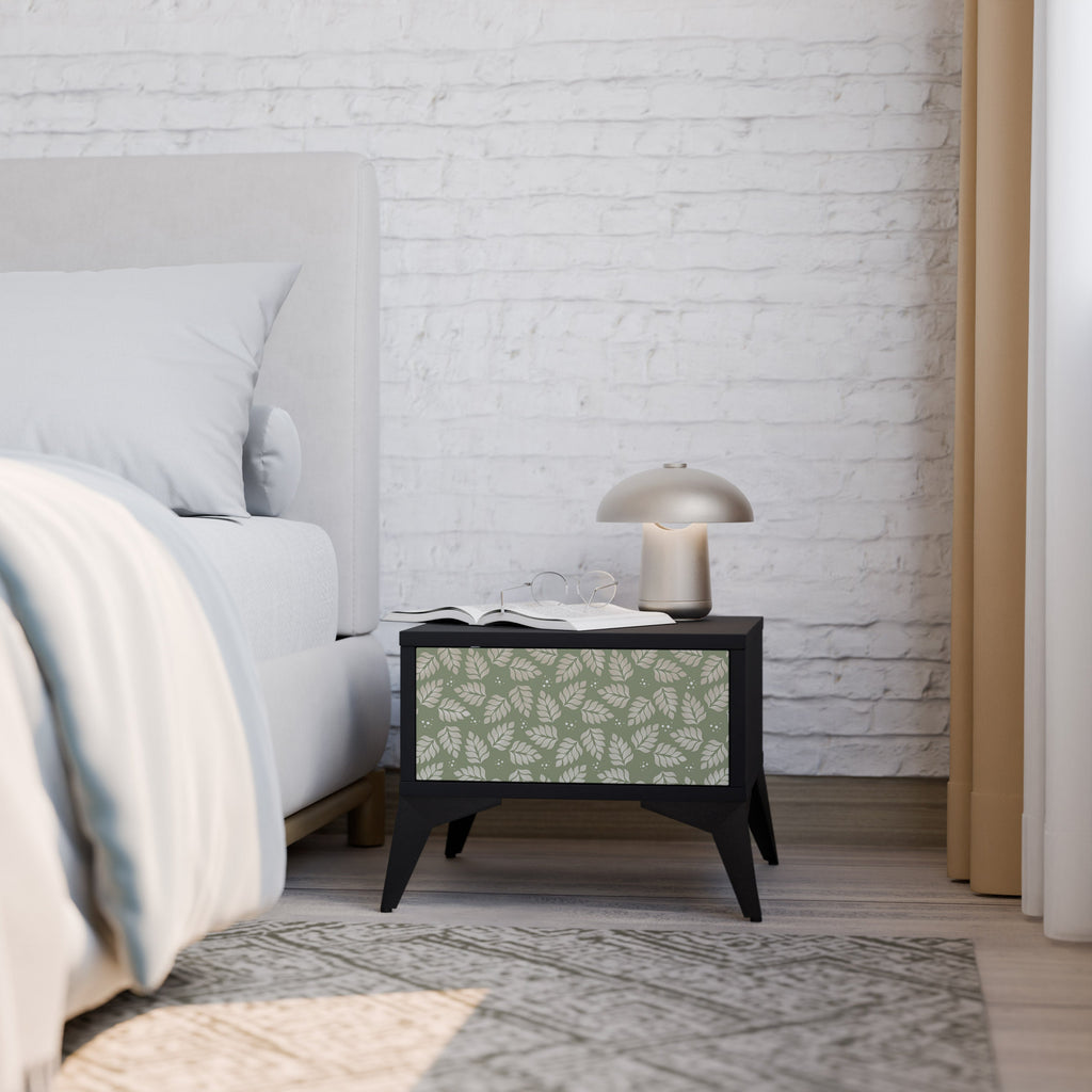 Table de chevet LEAVES ON GREEN en finition noire