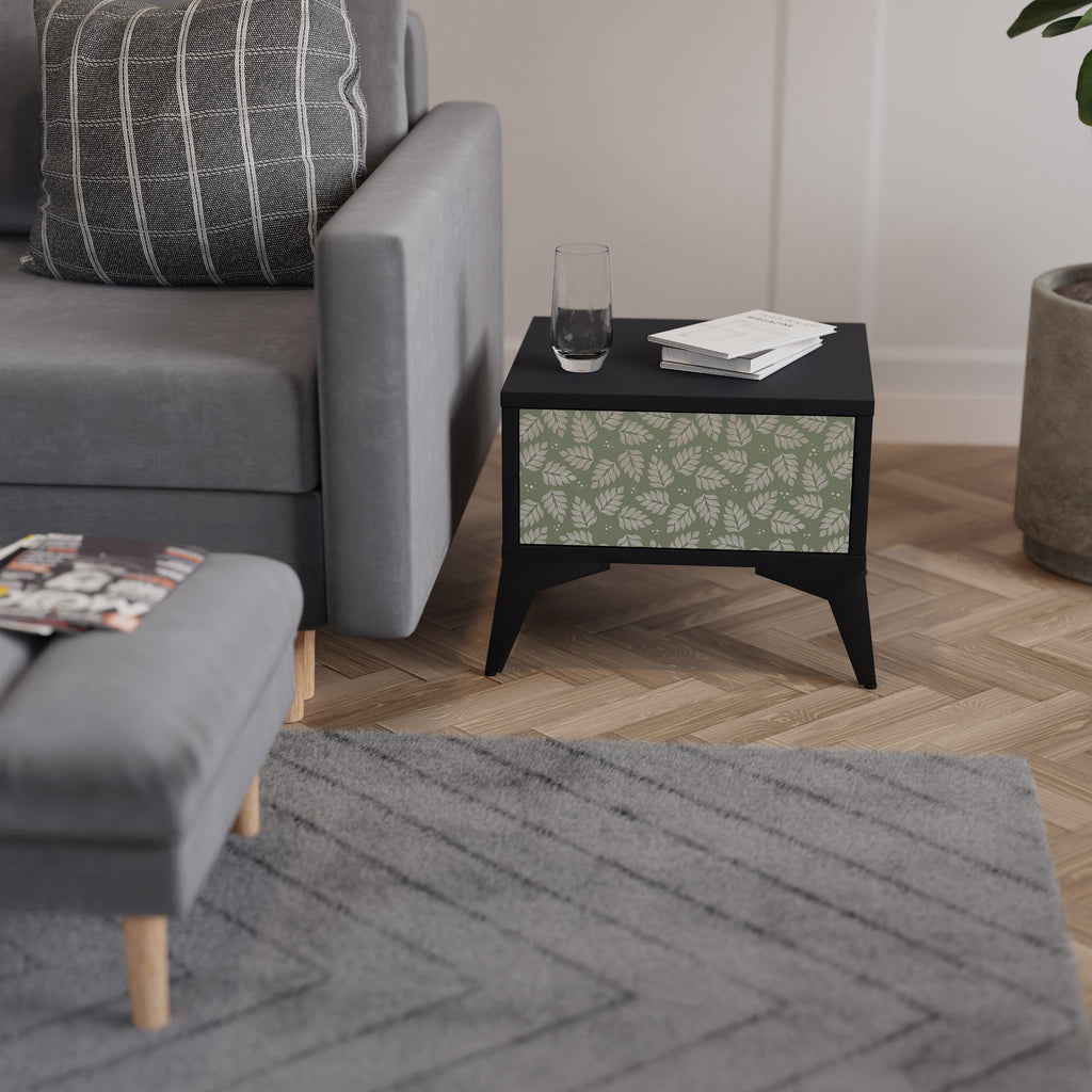 Table de chevet LEAVES ON GREEN en finition noire