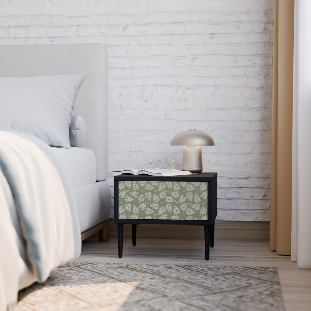 Table de chevet LEAVES ON GREEN en finition noire