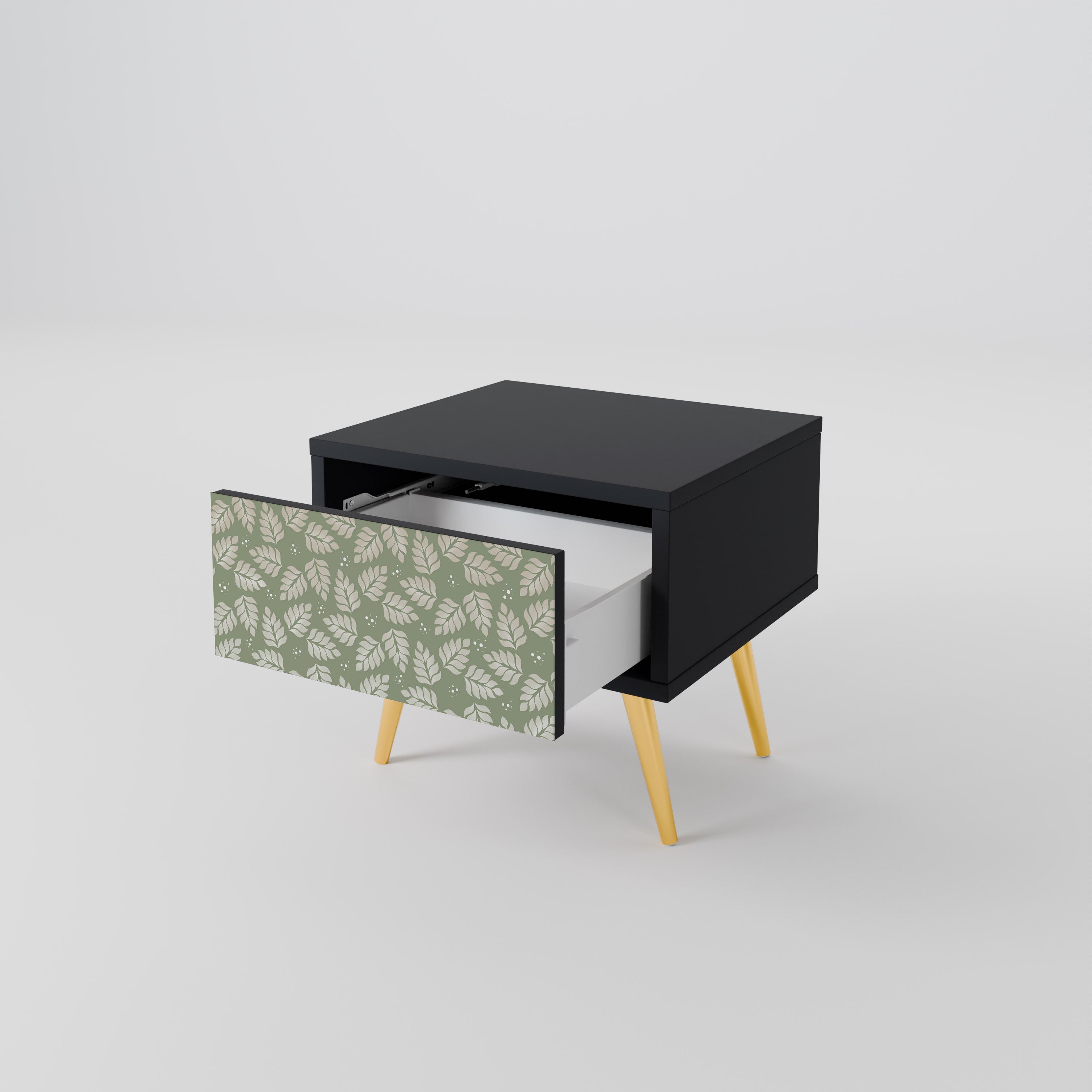 Table de chevet LEAVES ON GREEN en finition noire