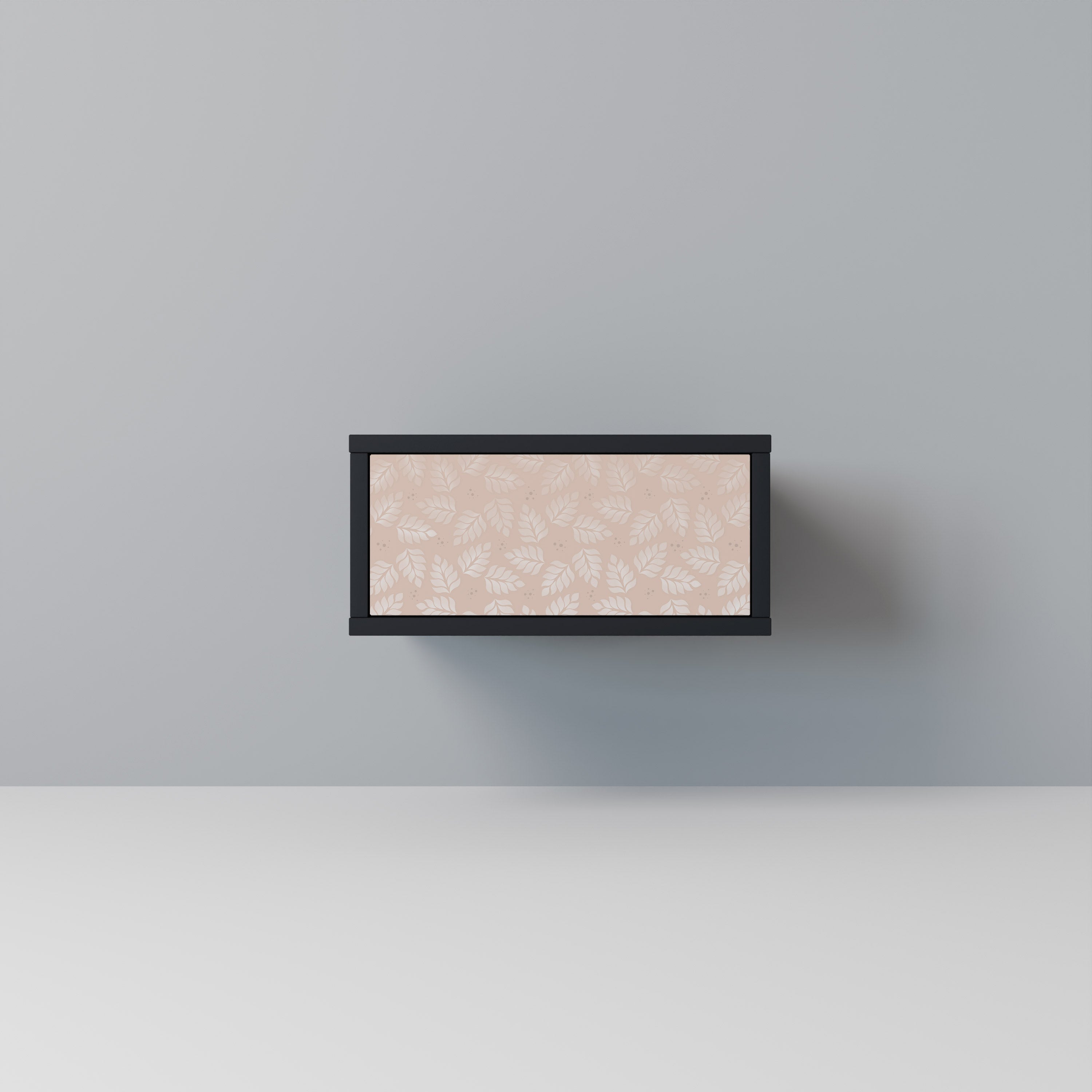 Table de chevet LEAVES ON BEIGE en finition noire