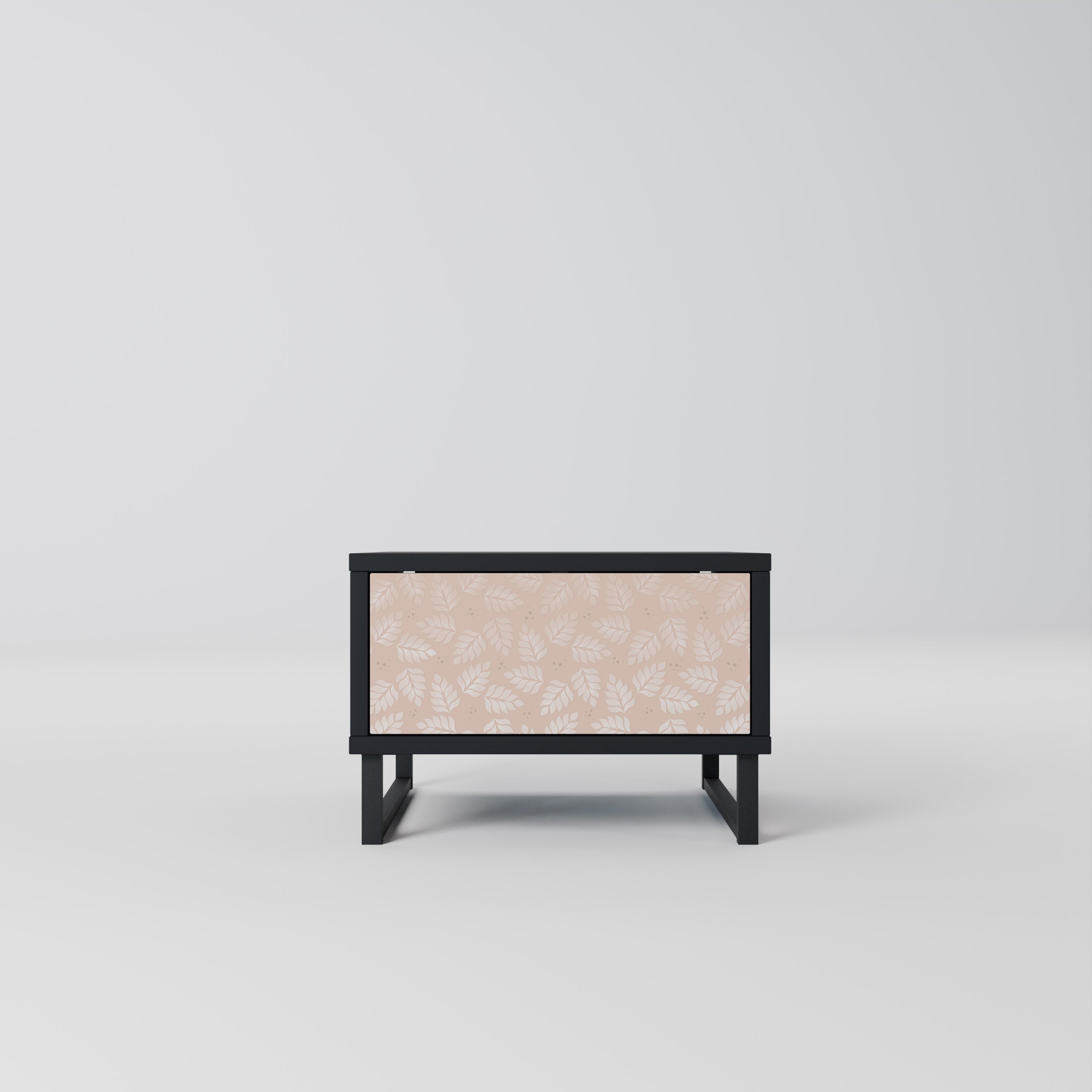 Table de chevet LEAVES ON BEIGE en finition noire