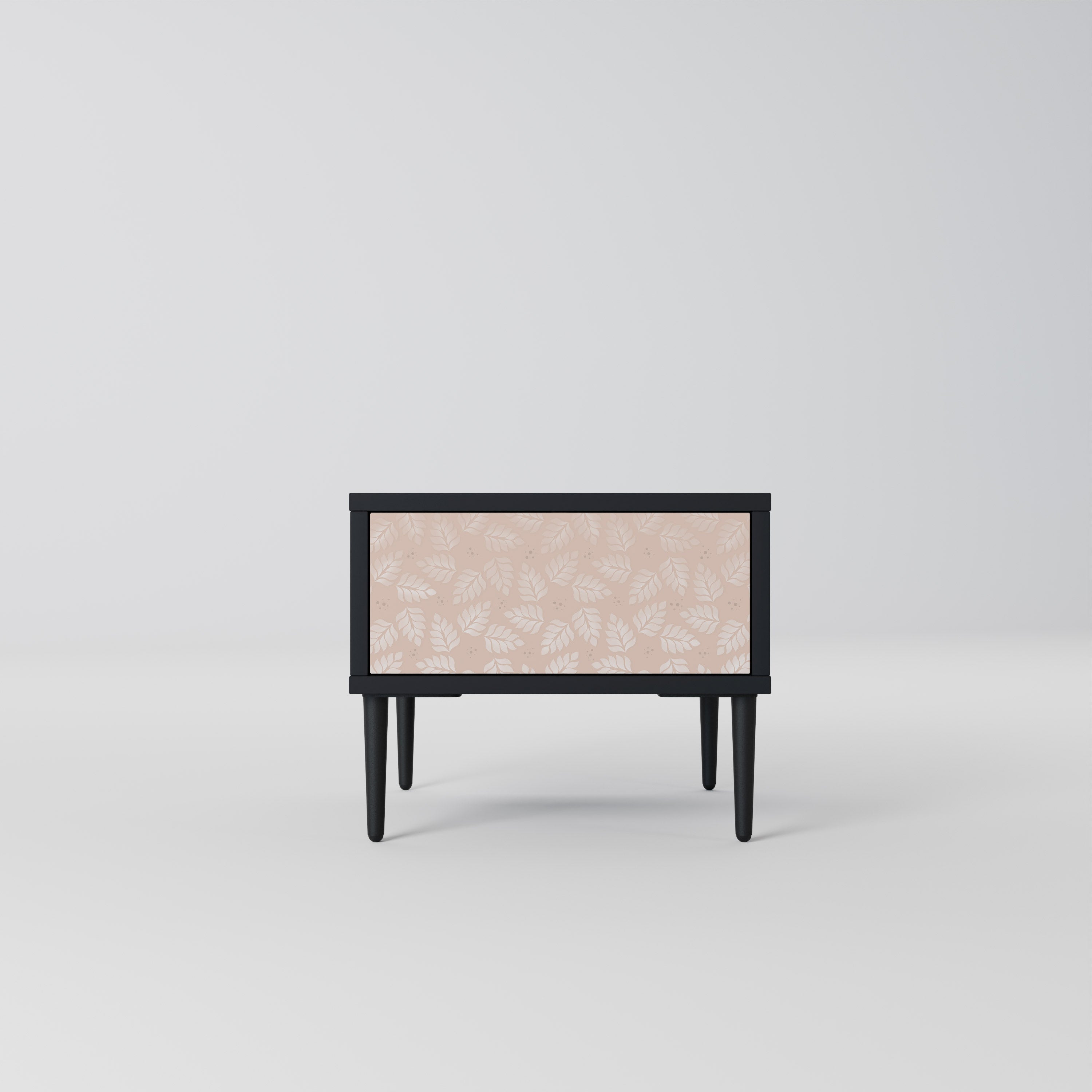 Table de chevet LEAVES ON BEIGE en finition noire