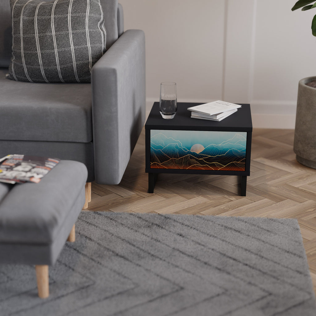 Table de chevet LUNAR SECRETS en finition noire