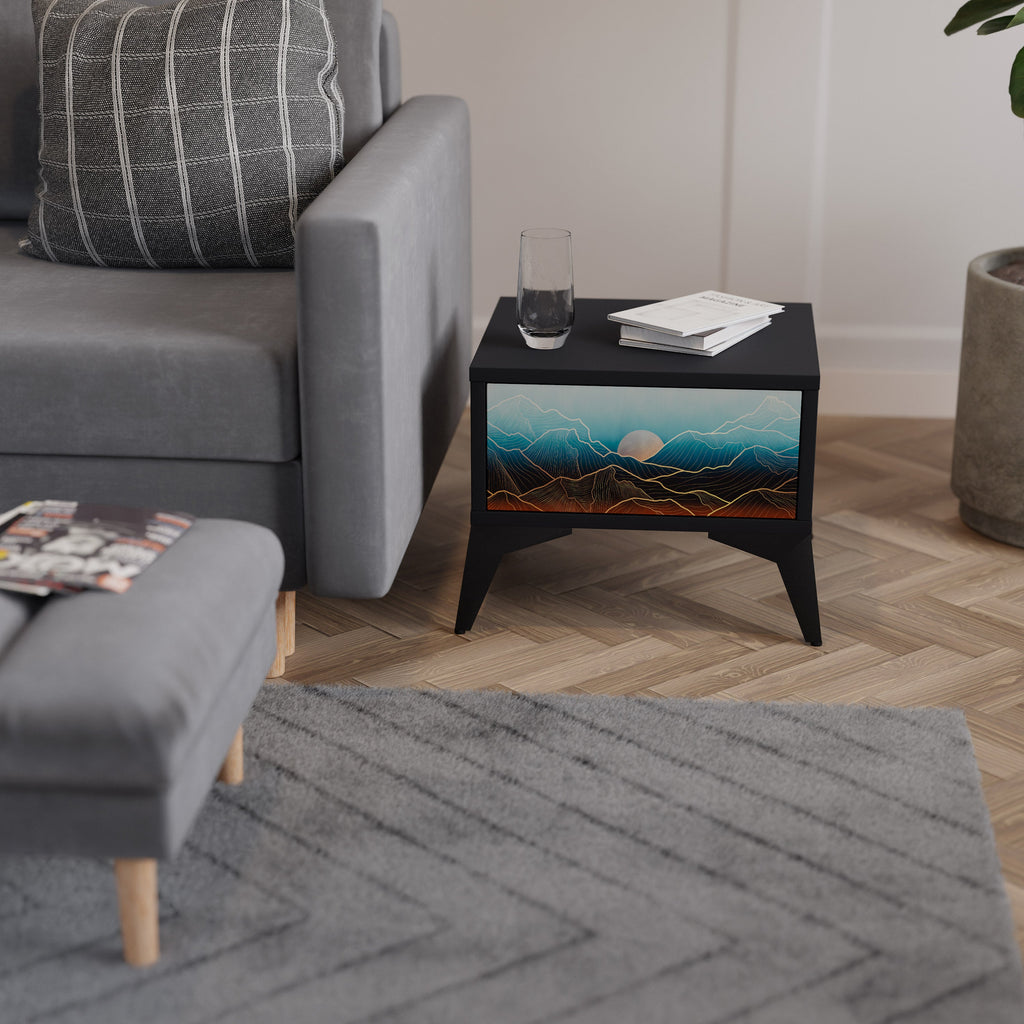 Table de chevet LUNAR SECRETS en finition noire