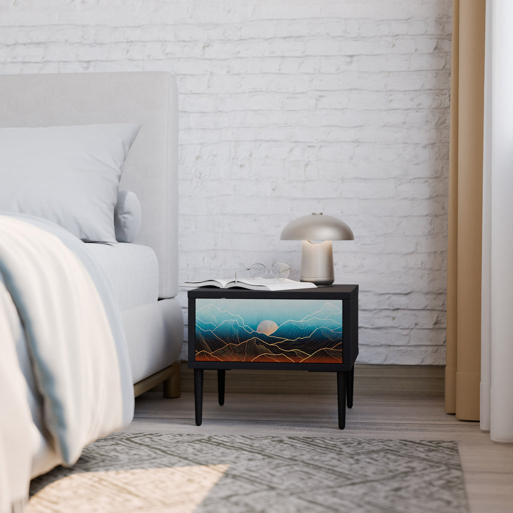 Table de chevet LUNAR SECRETS en finition noire