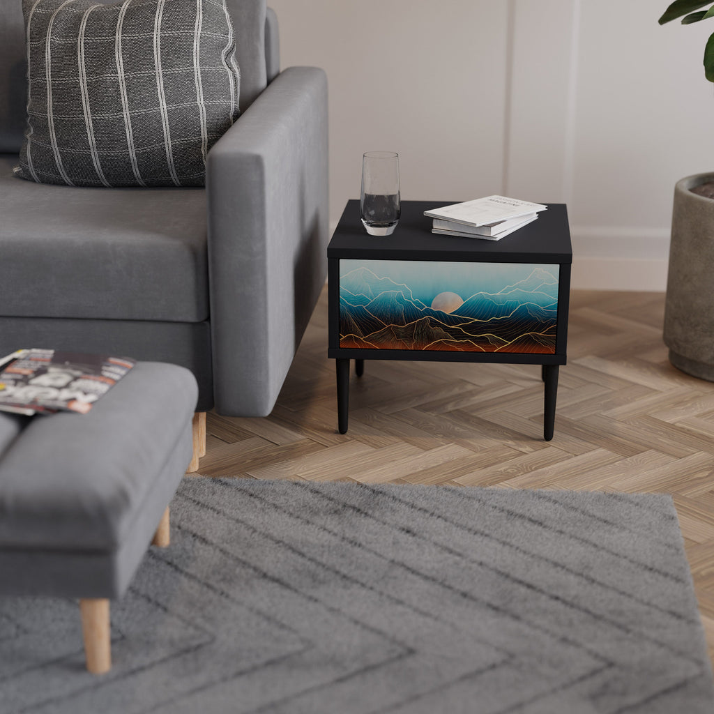 Table de chevet LUNAR SECRETS en finition noire