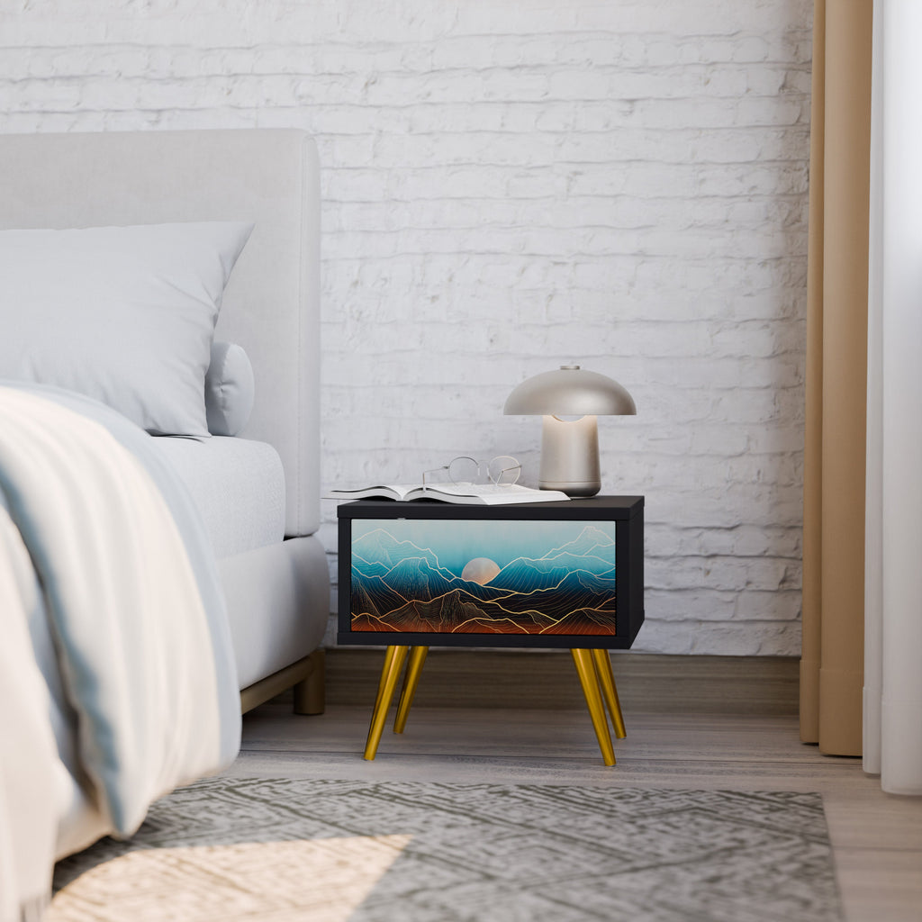 Table de chevet LUNAR SECRETS en finition noire