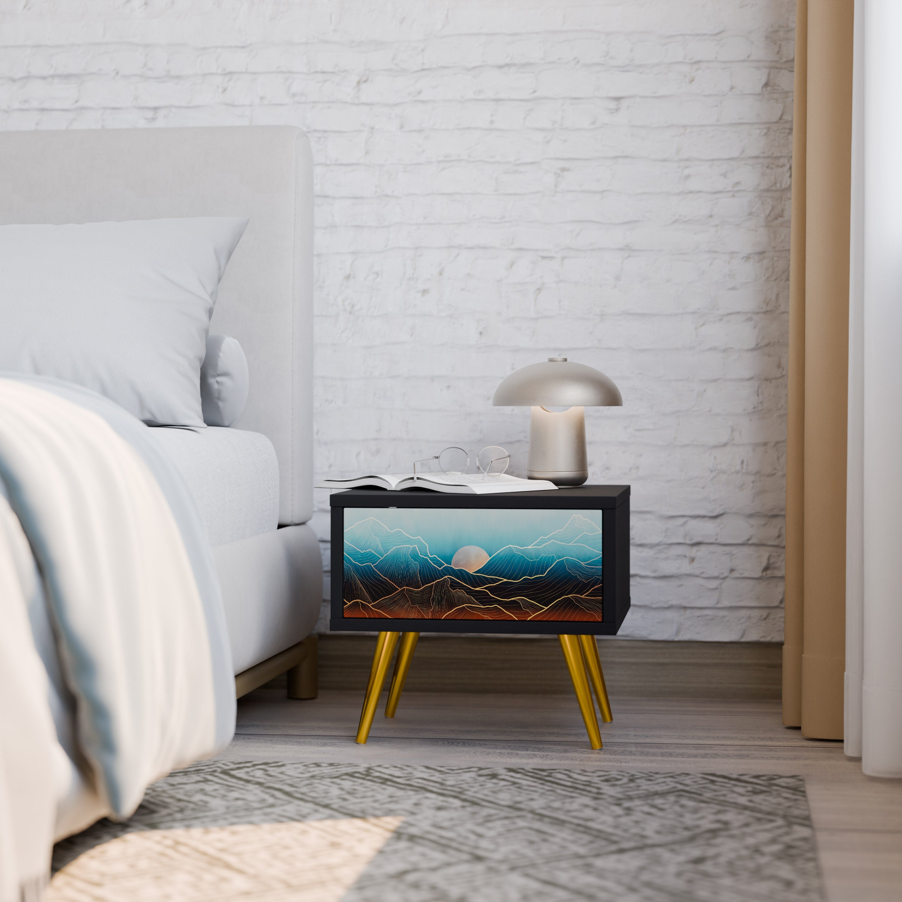 Table de chevet LUNAR SECRETS en finition noire