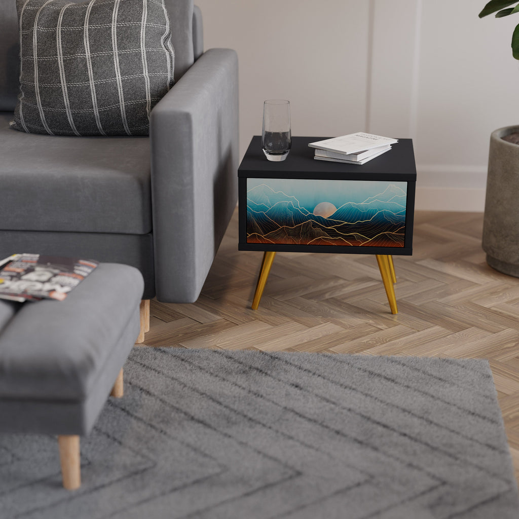 Table de chevet LUNAR SECRETS en finition noire