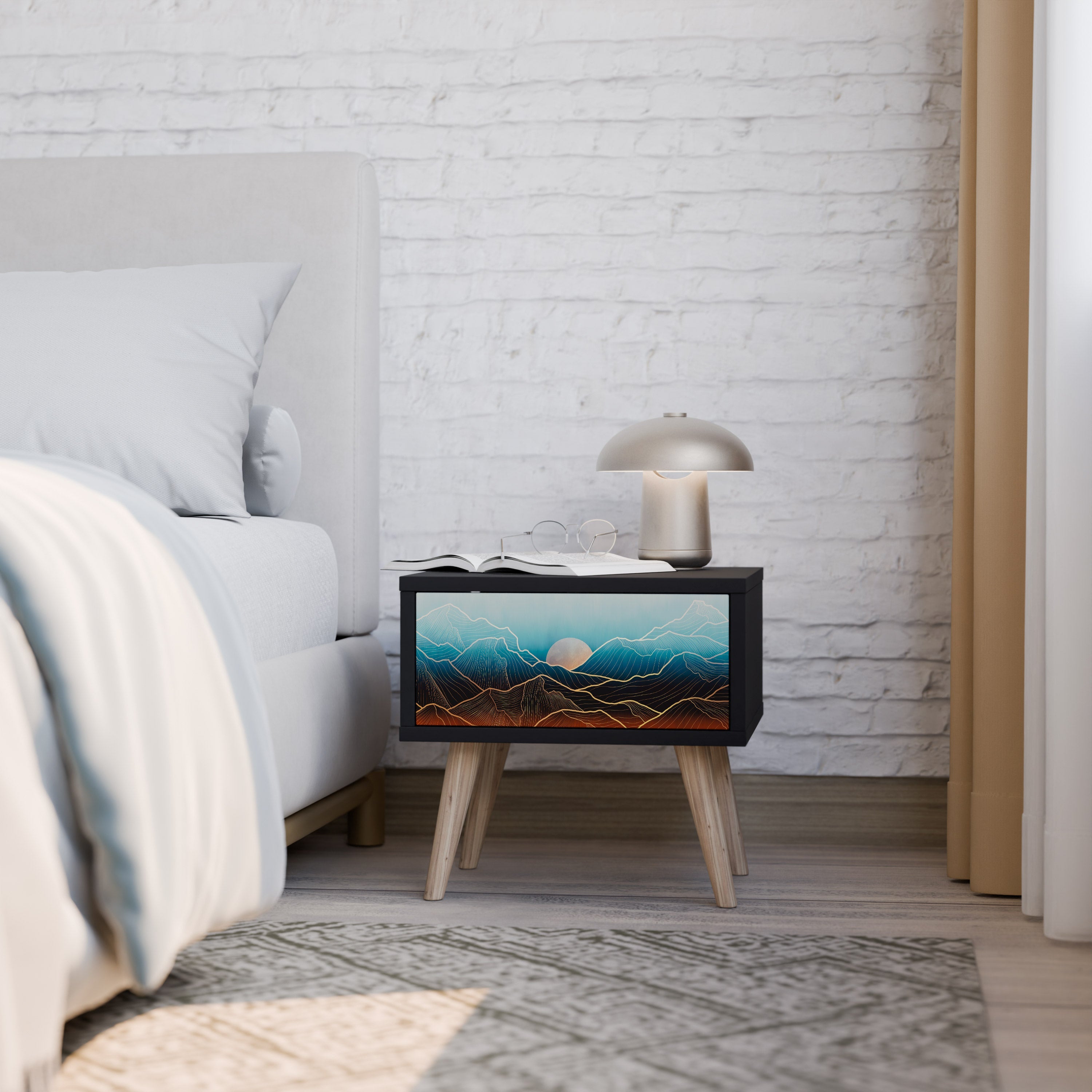 Table de chevet LUNAR SECRETS en finition noire