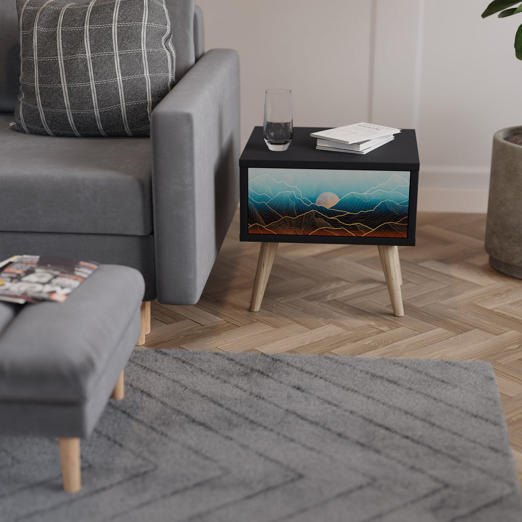 Table de chevet LUNAR SECRETS en finition noire