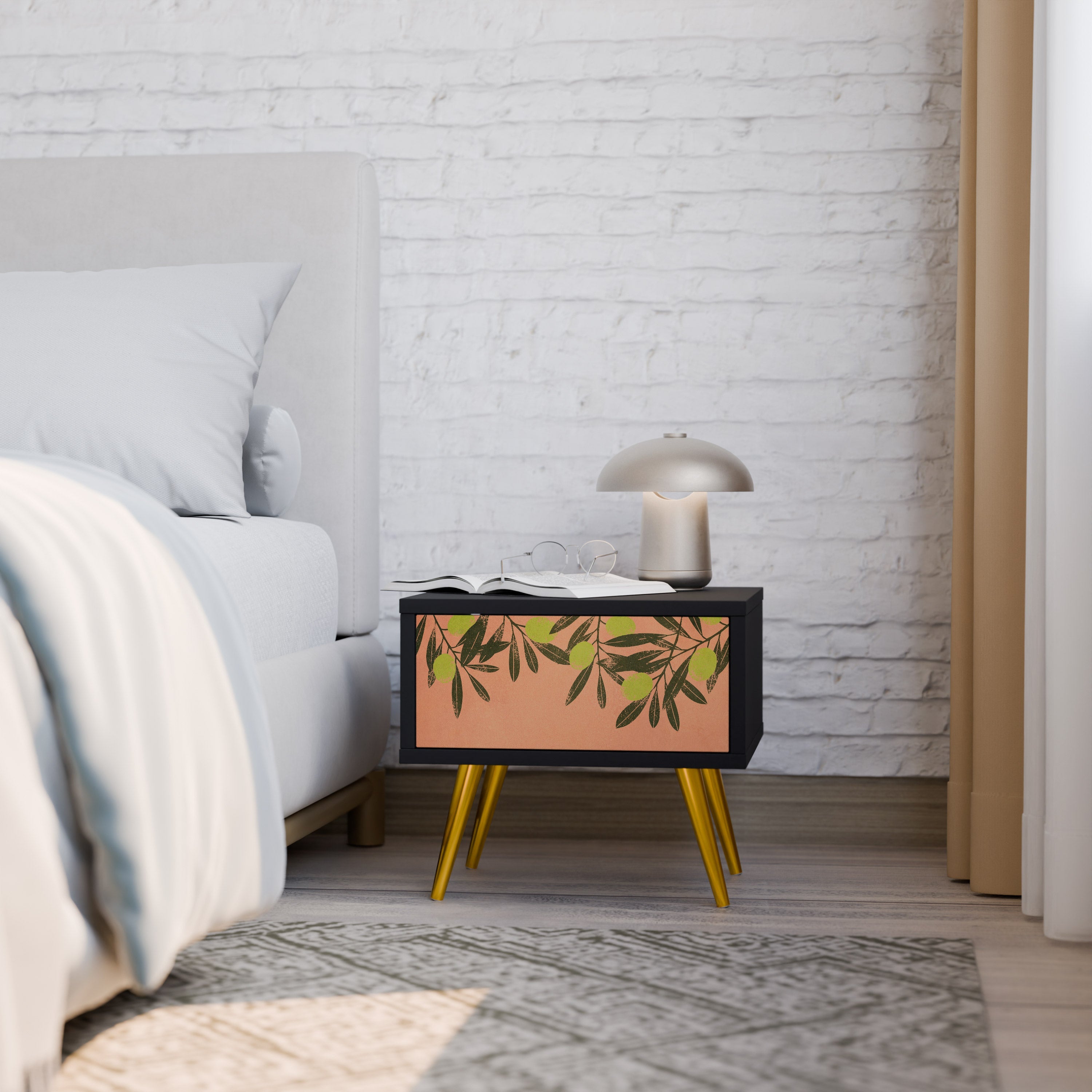 Table de chevet JUICY OLIVES en finition noire