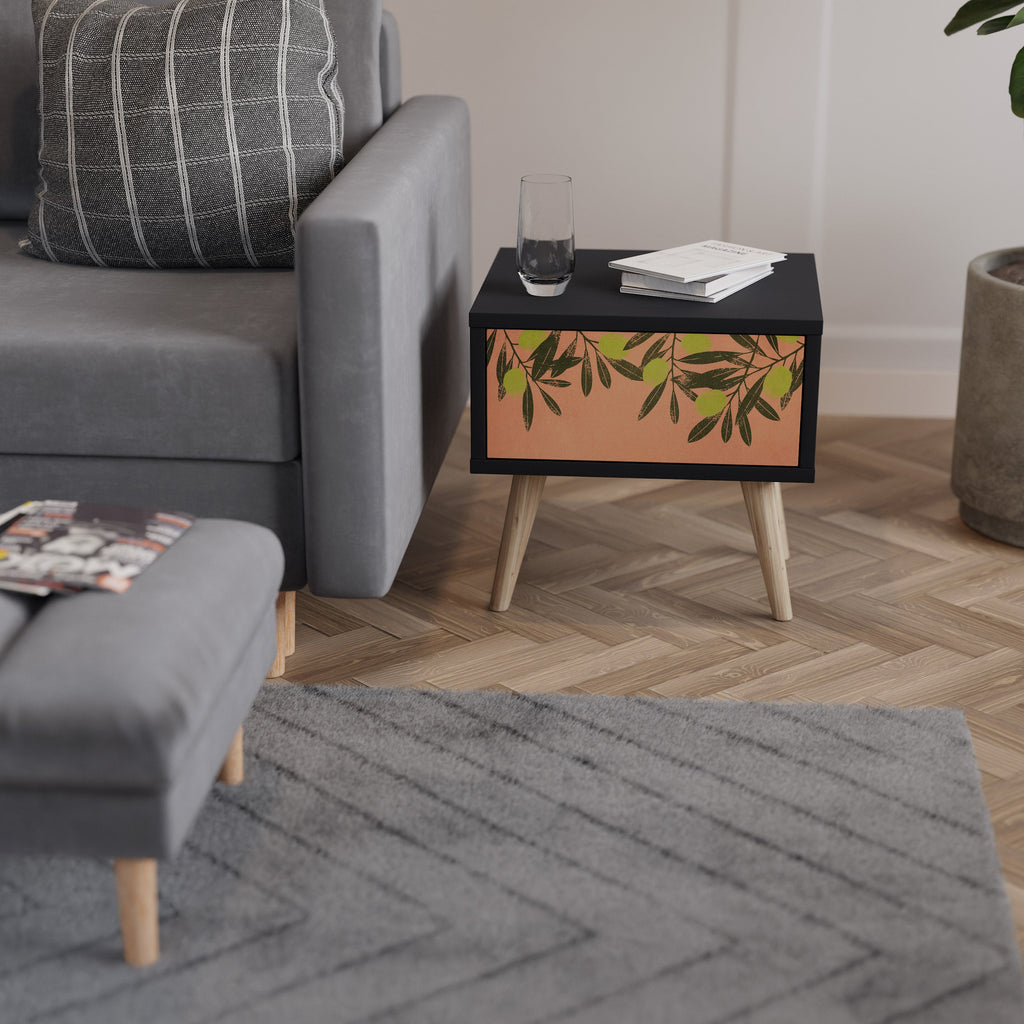 Table de chevet JUICY OLIVES en finition noire