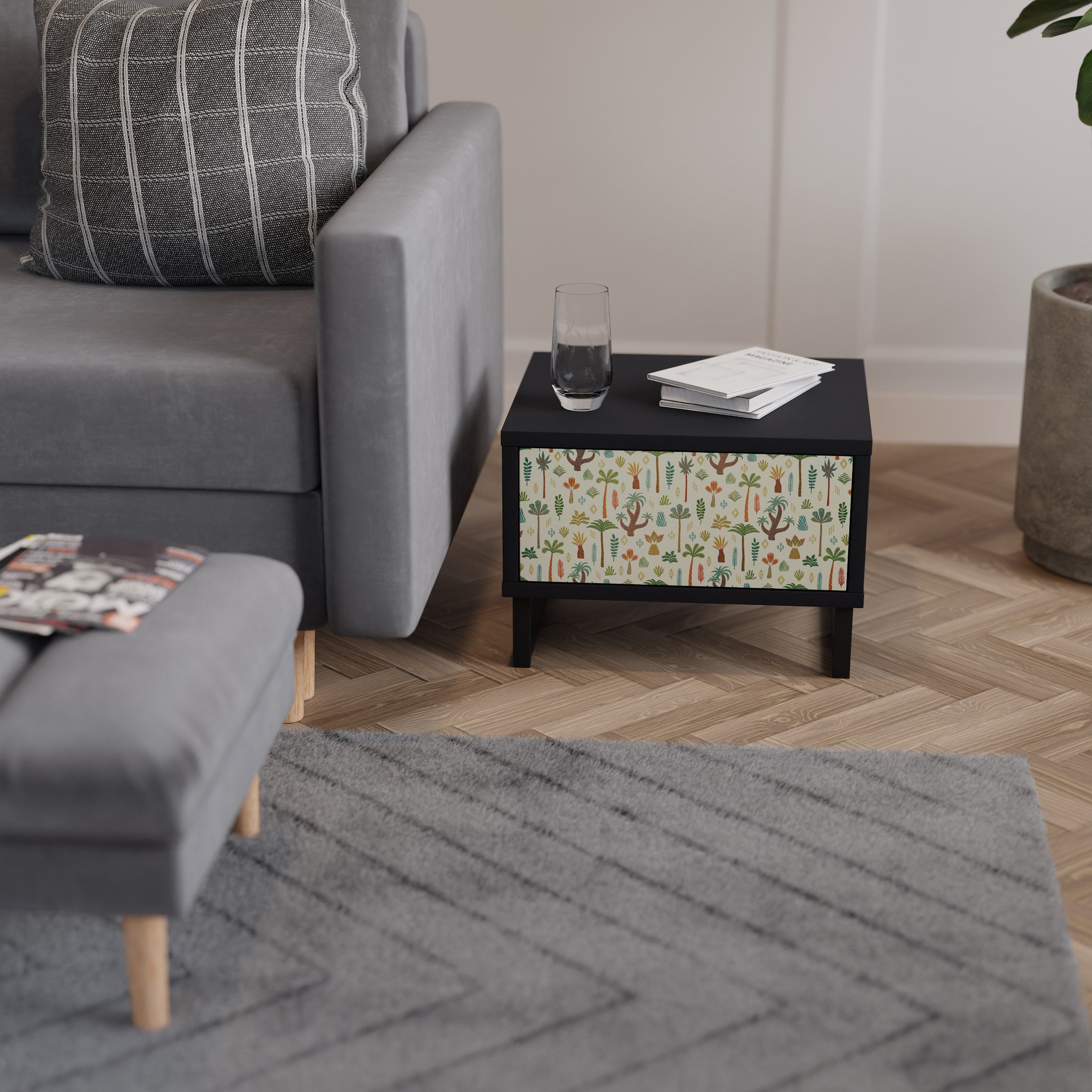 Table de chevet PALM SPRING en finition noire