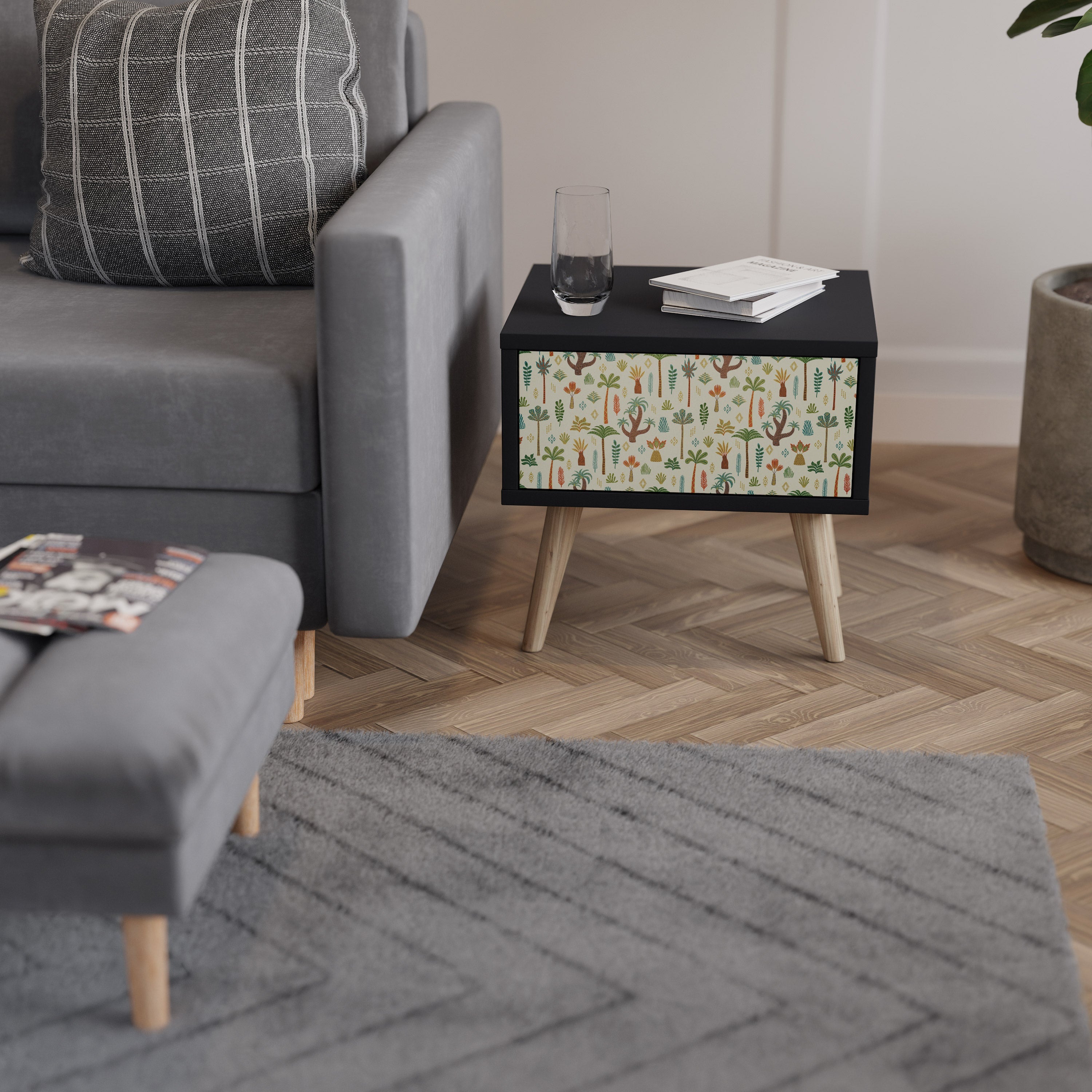 Table de chevet PALM SPRING en finition noire