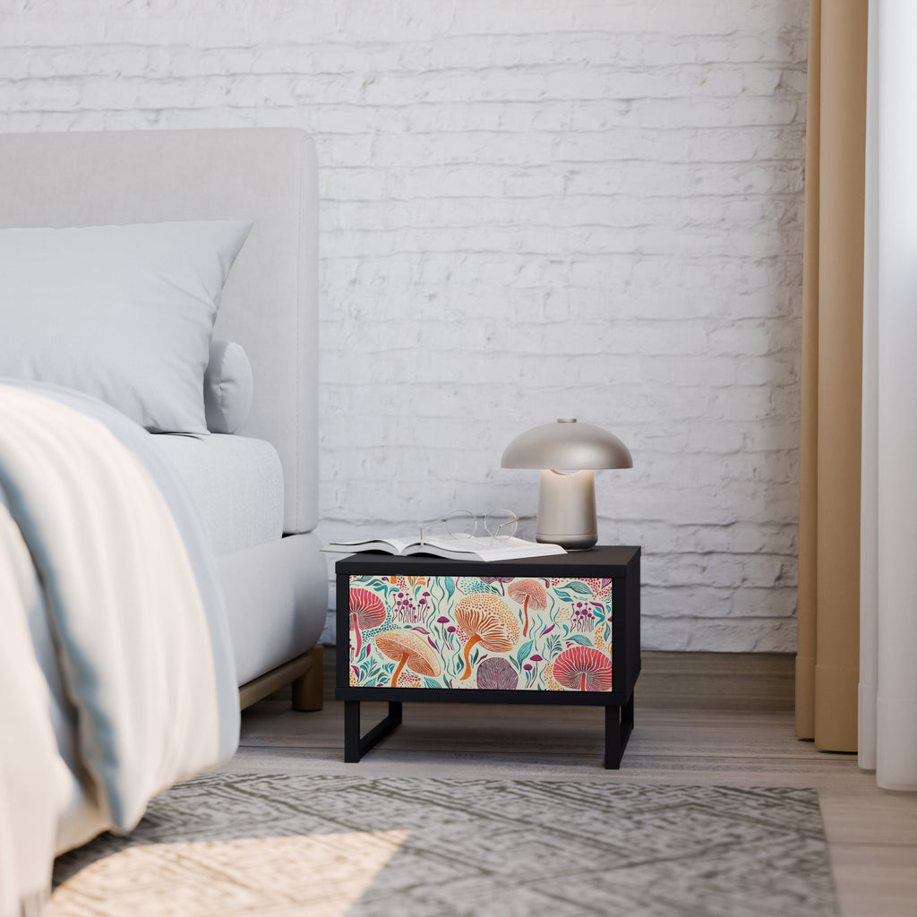 Table de chevet Fungus Fantasy en finition noire