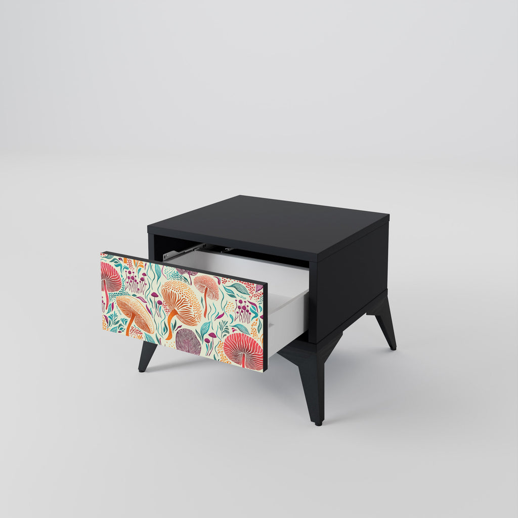 Table de chevet Fungus Fantasy en finition noire