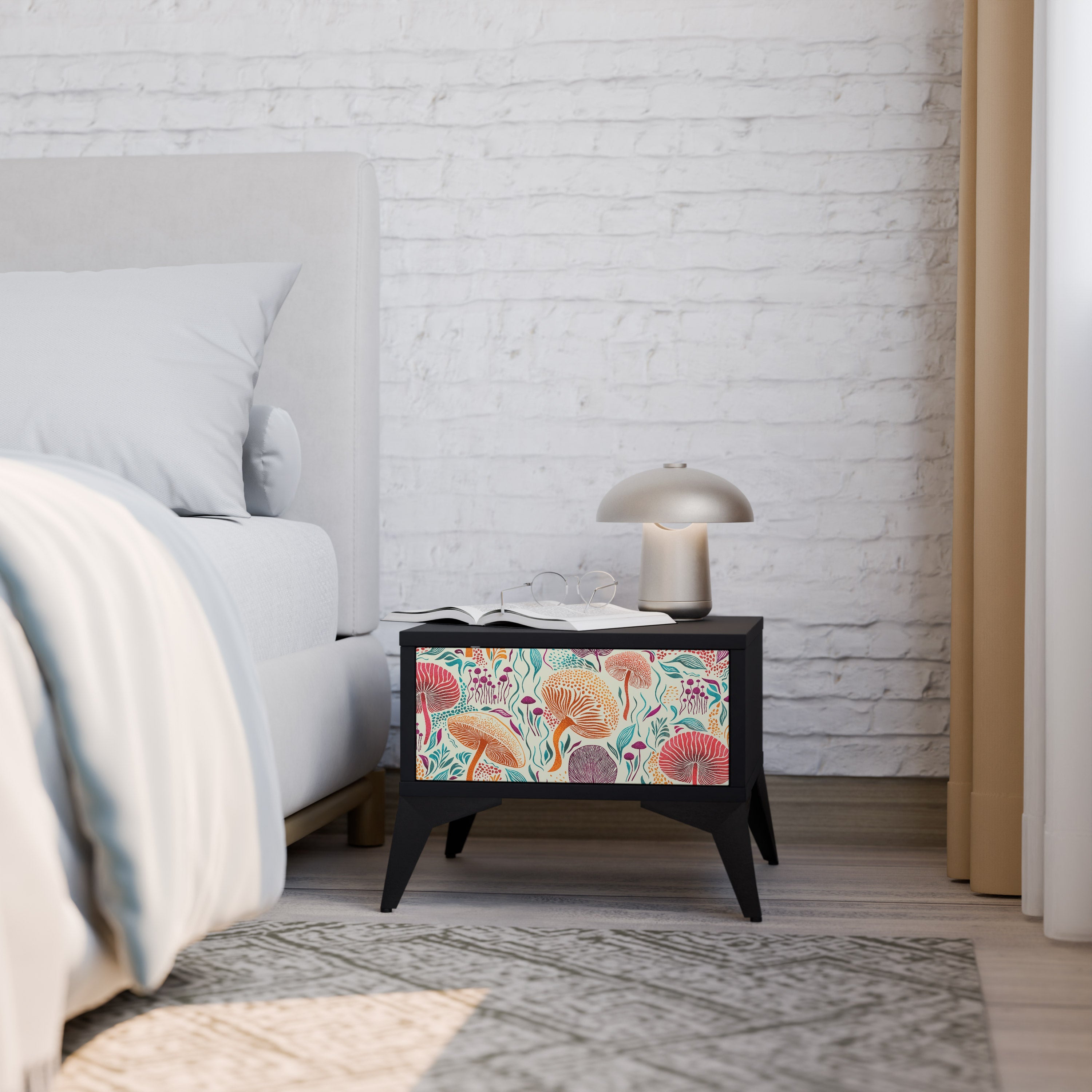 Table de chevet Fungus Fantasy en finition noire