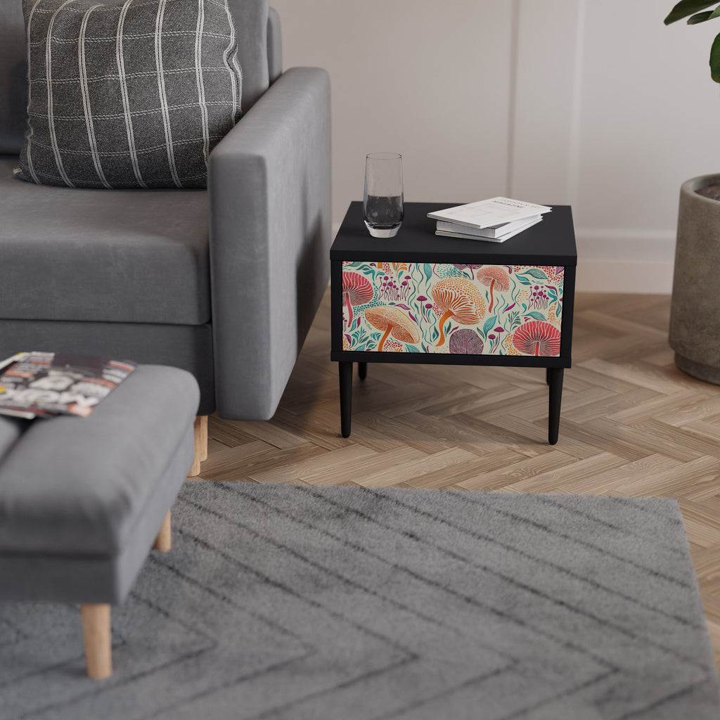 Table de chevet Fungus Fantasy en finition noire