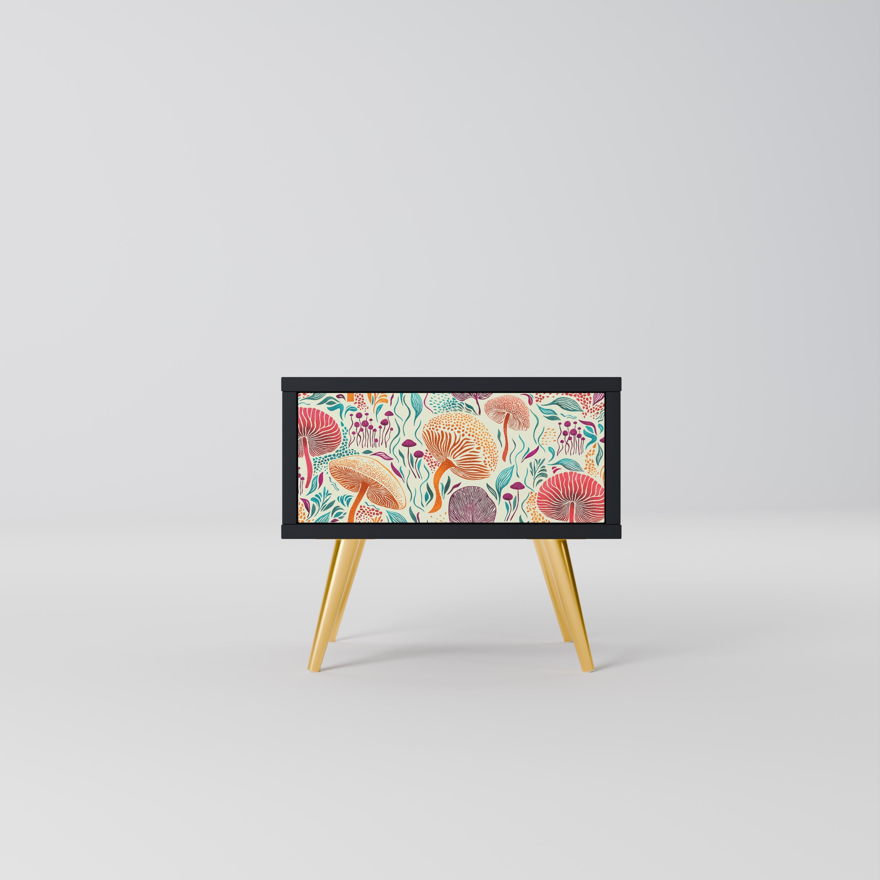 Table de chevet Fungus Fantasy en finition noire