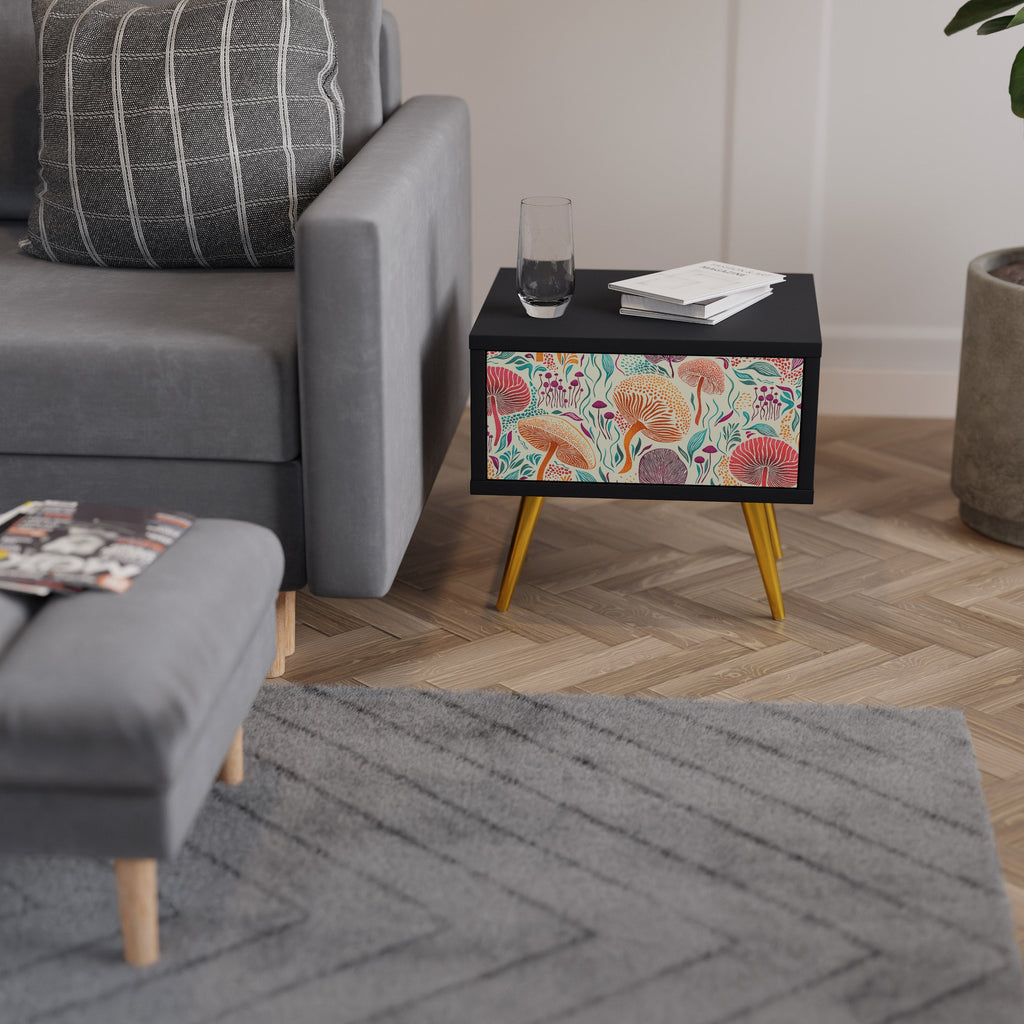 Table de chevet Fungus Fantasy en finition noire