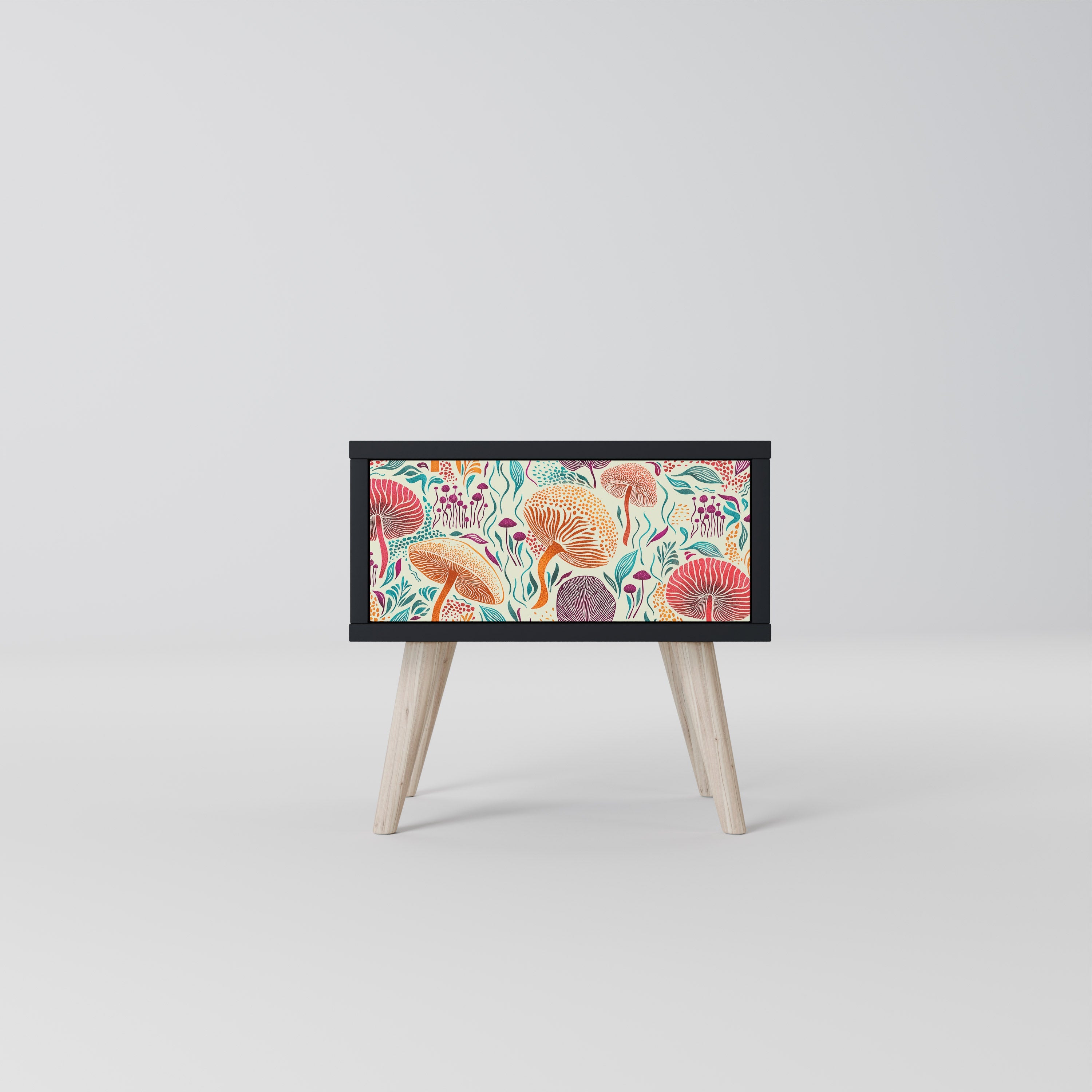 Table de chevet Fungus Fantasy en finition noire