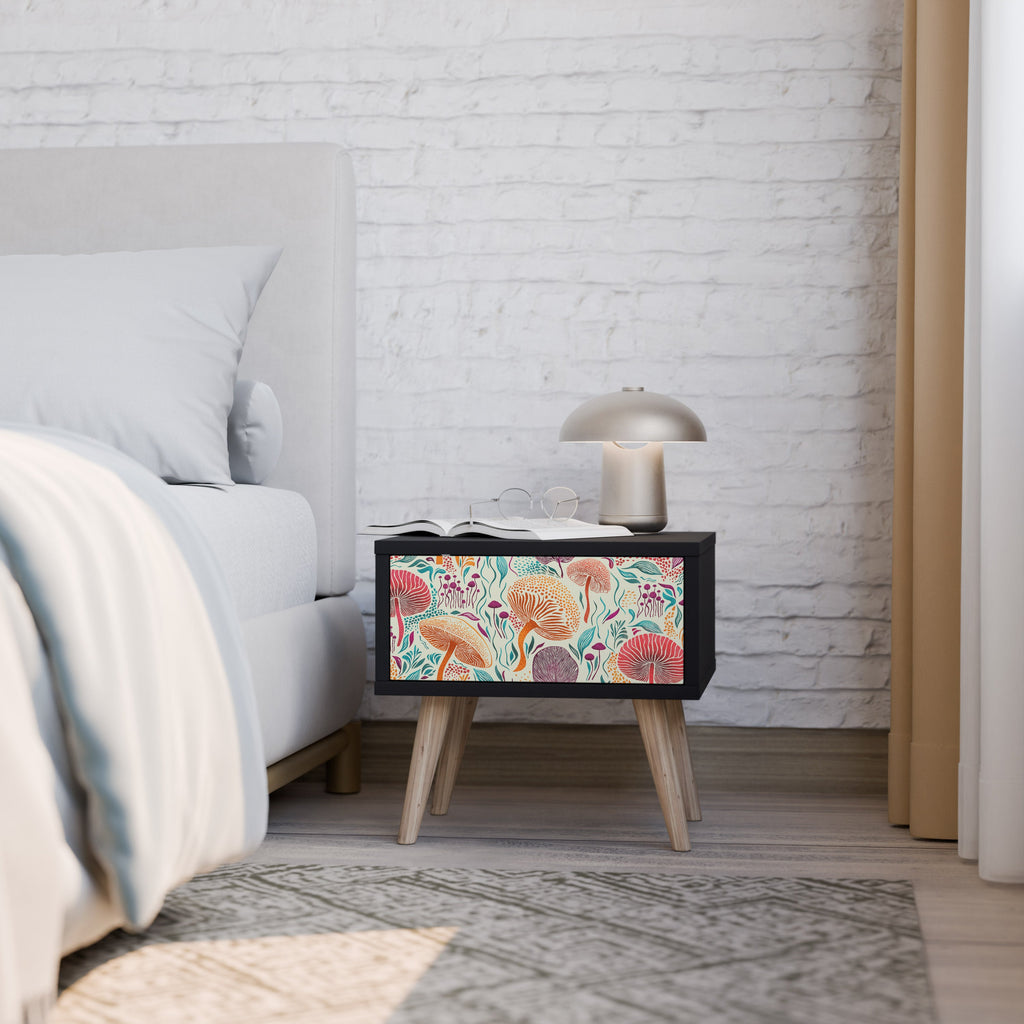 Table de chevet Fungus Fantasy en finition noire